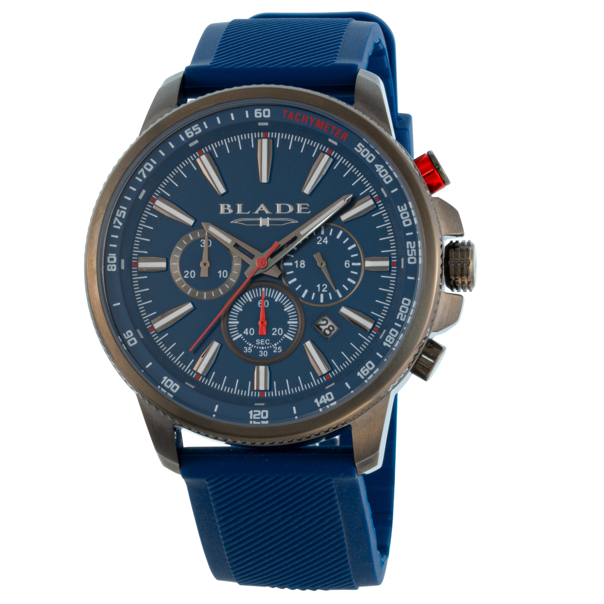 BLADE Verve Gun 3564G5ABB SS Case Silicone Strap Chronograph Men's Watch - Front