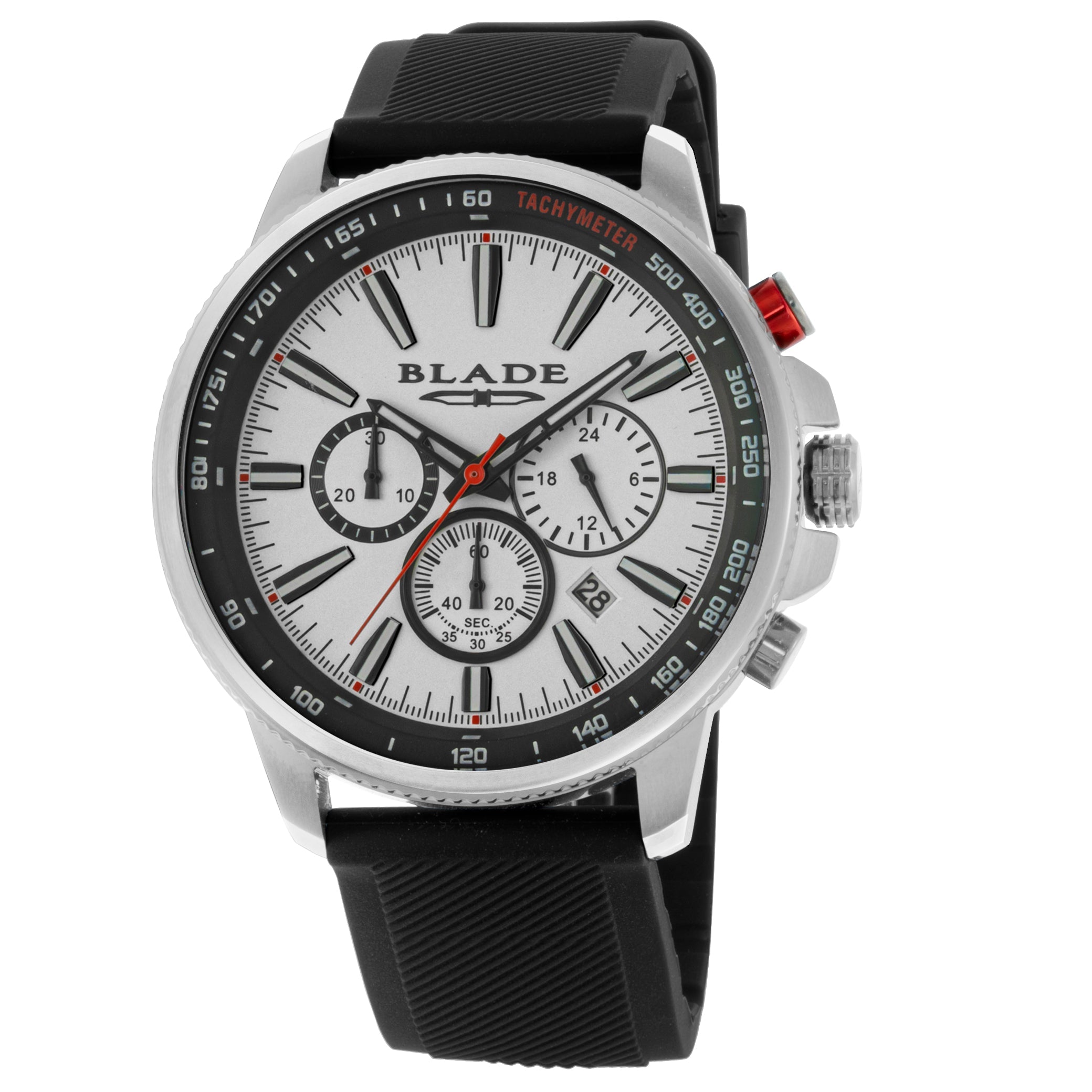 BLADE Verve White 3564G5SUN SS Case Silicone Strap Chronograph Men's Watch - Front