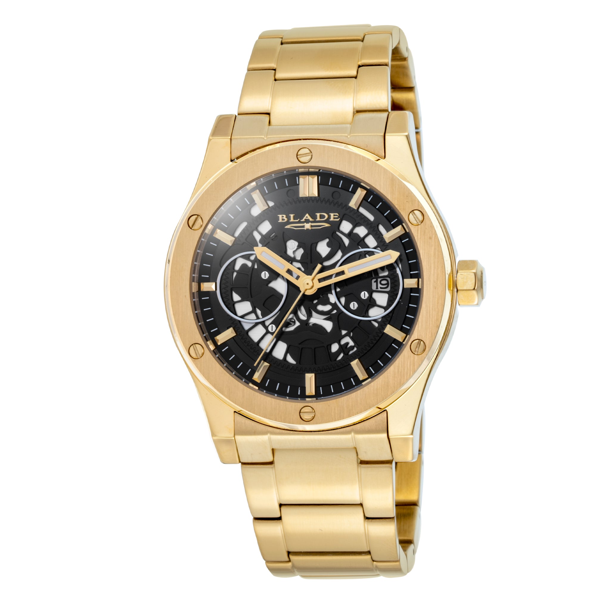 BLADE Twist Gold 3581G2GNG SS Case & Band Date Men's Watch