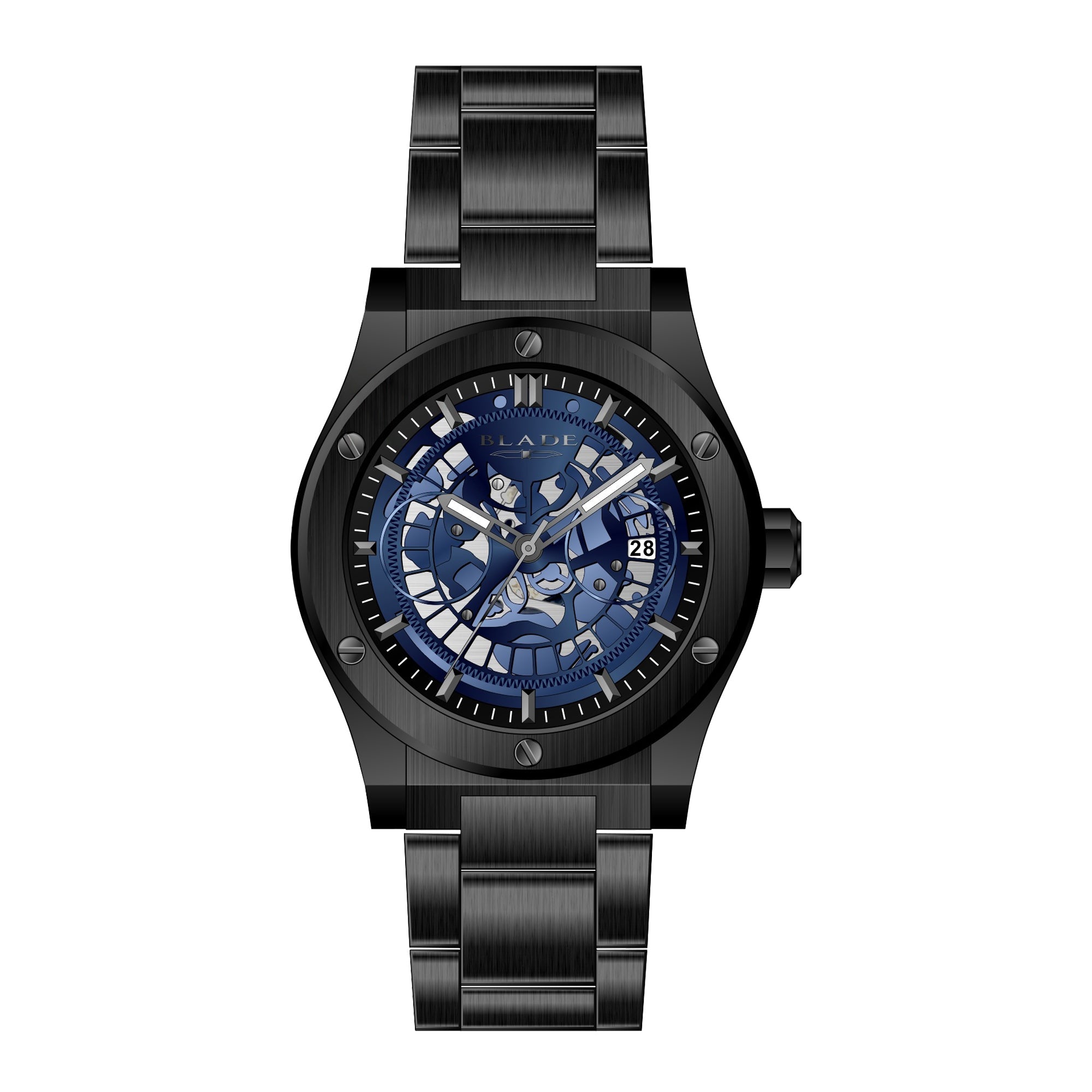 BLADE Twist Navy 3581G2NBN SS Case & Band Date Men's Watch