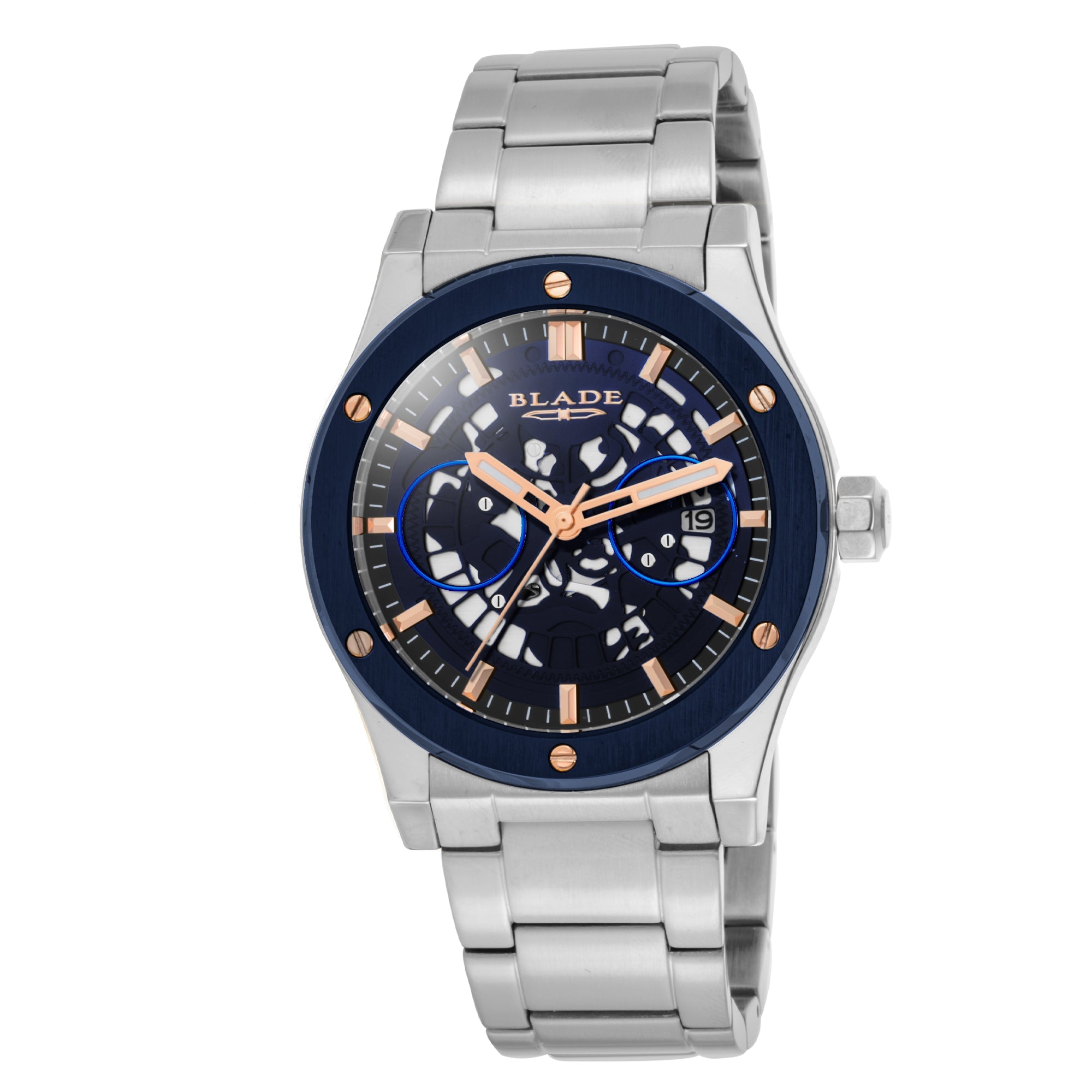 BLADE Twist Blue 3581G2ZBS SS Case & Band Date Men's Watch