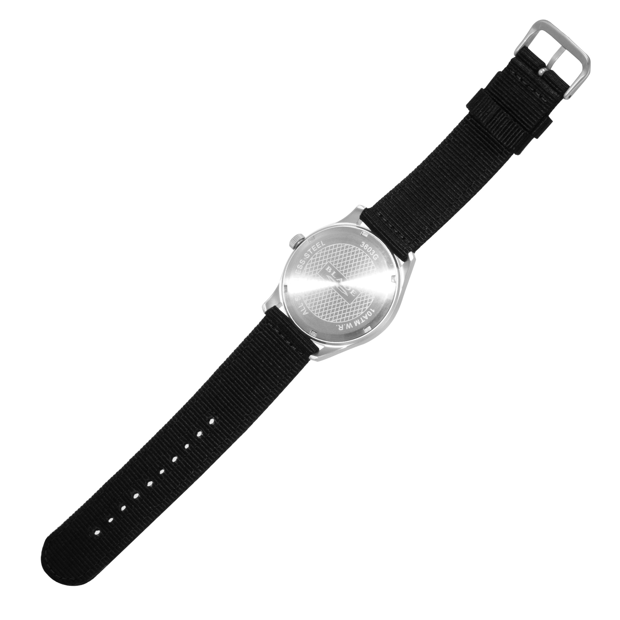 BLADE Runner Black 3603G6SNS SS & Nylon Day-Date Men's Watch