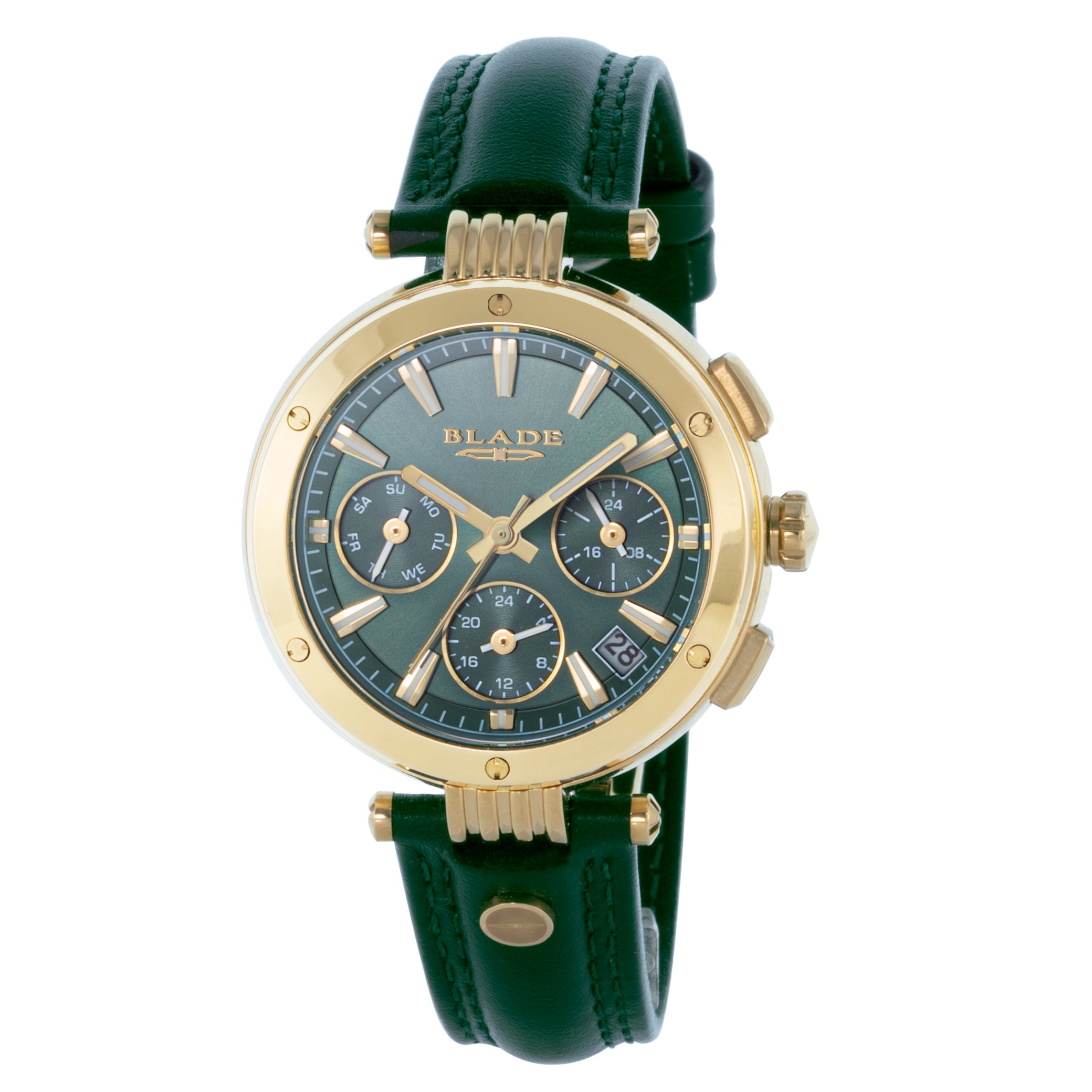 BLADE Allure Power 3640L1GEE SS Case & Leather Strap Multifunction Women's Watch