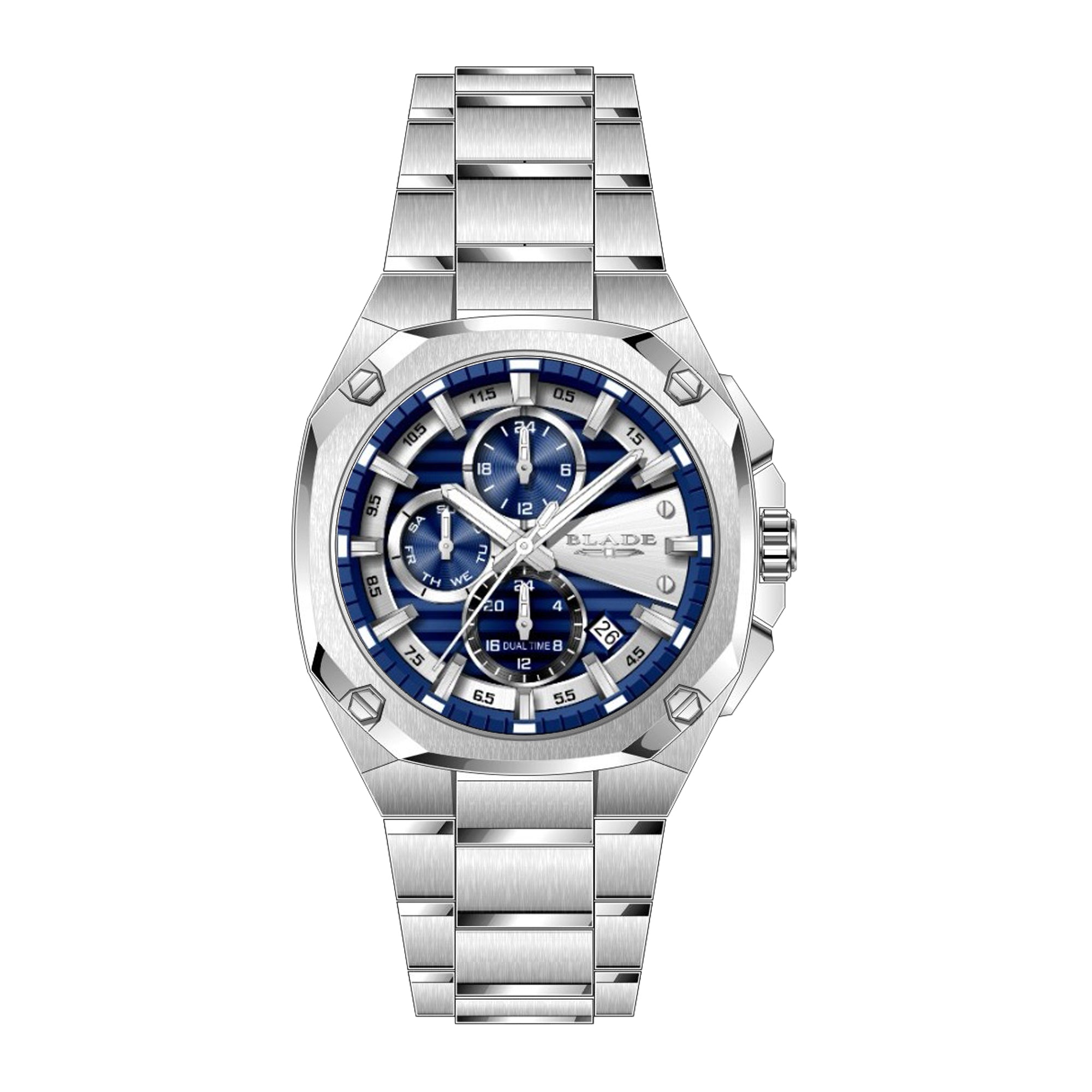 BLADE Forte SS Blue 3646G2SBS SS Case & Band Multifunction Men's Watch