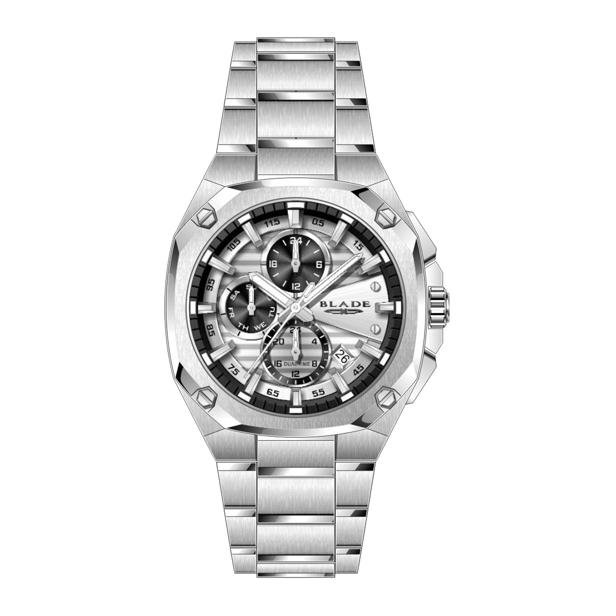BLADE Forte SS Mono 3646G2SUS SS Case & Band Multifunction Men's Watch