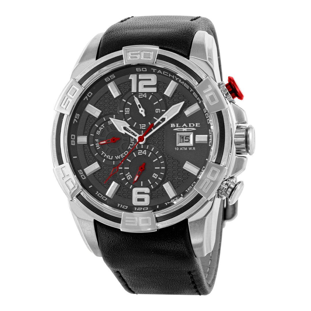 BLADE Huntsman Black 3648G1SNN SS & Leather Strap Multifunction Men's Watch