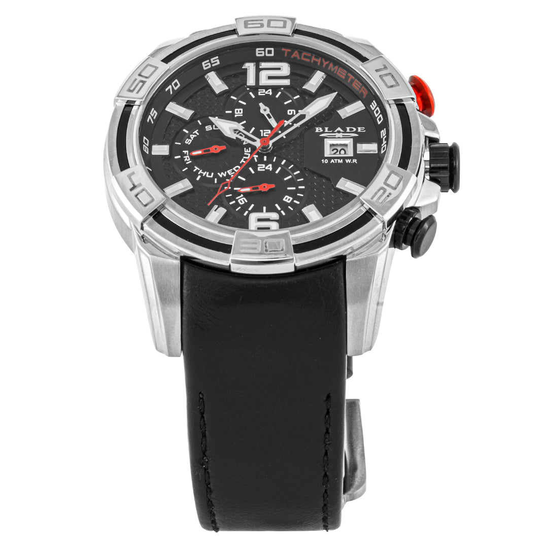 BLADE Huntsman Black 3648G1SNN SS & Leather Strap Multifunction Men's Watch