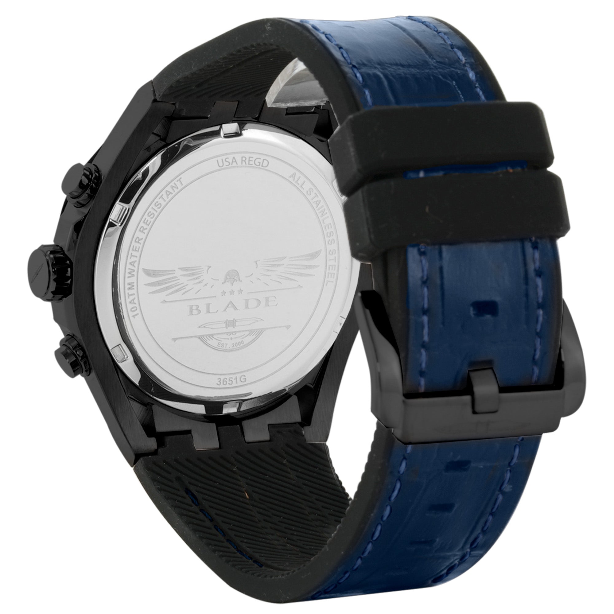 BLADE Elevate Night SS Case & Leather Strap Multifunction Men's Watch