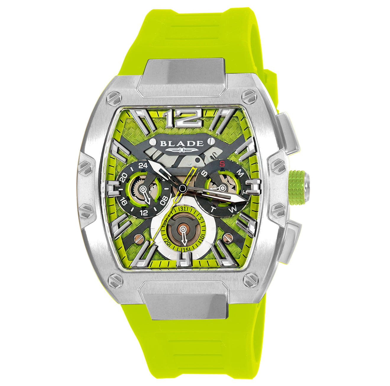 BLADE Magnifique Lime 3652G5SLL SS & Silicone Strap Multifunction Men's Watch