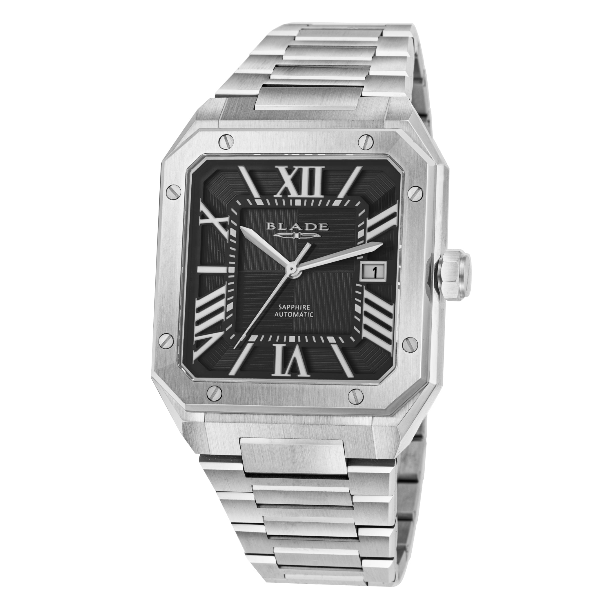 BLADE Magnus Automatic 24 Black 3655G2SNS SS & Silicone Strap Calendar Men's Watch