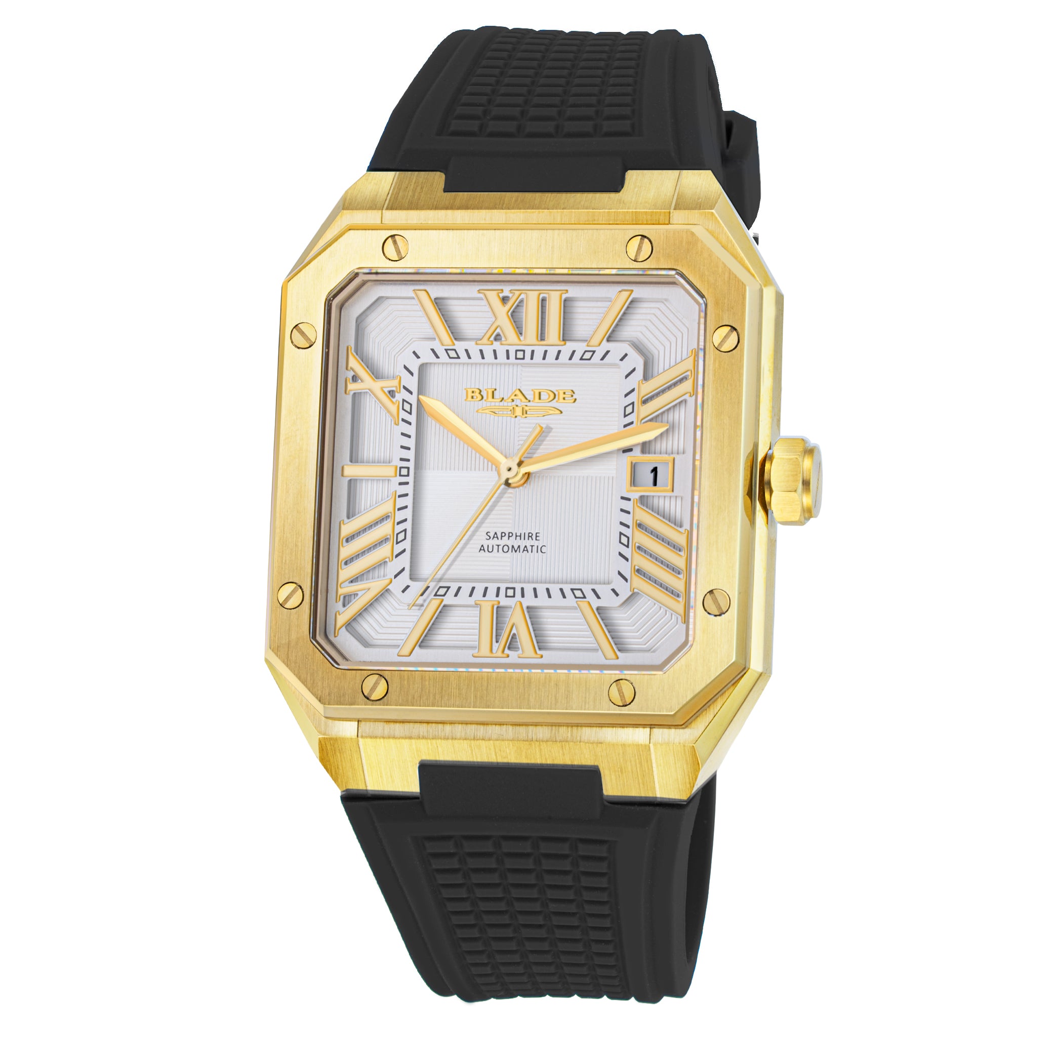 BLADE Magnus Automatic 24 Gold/ Black 3655G5GSN SS & Silicone Strap Calendar Men's Watch