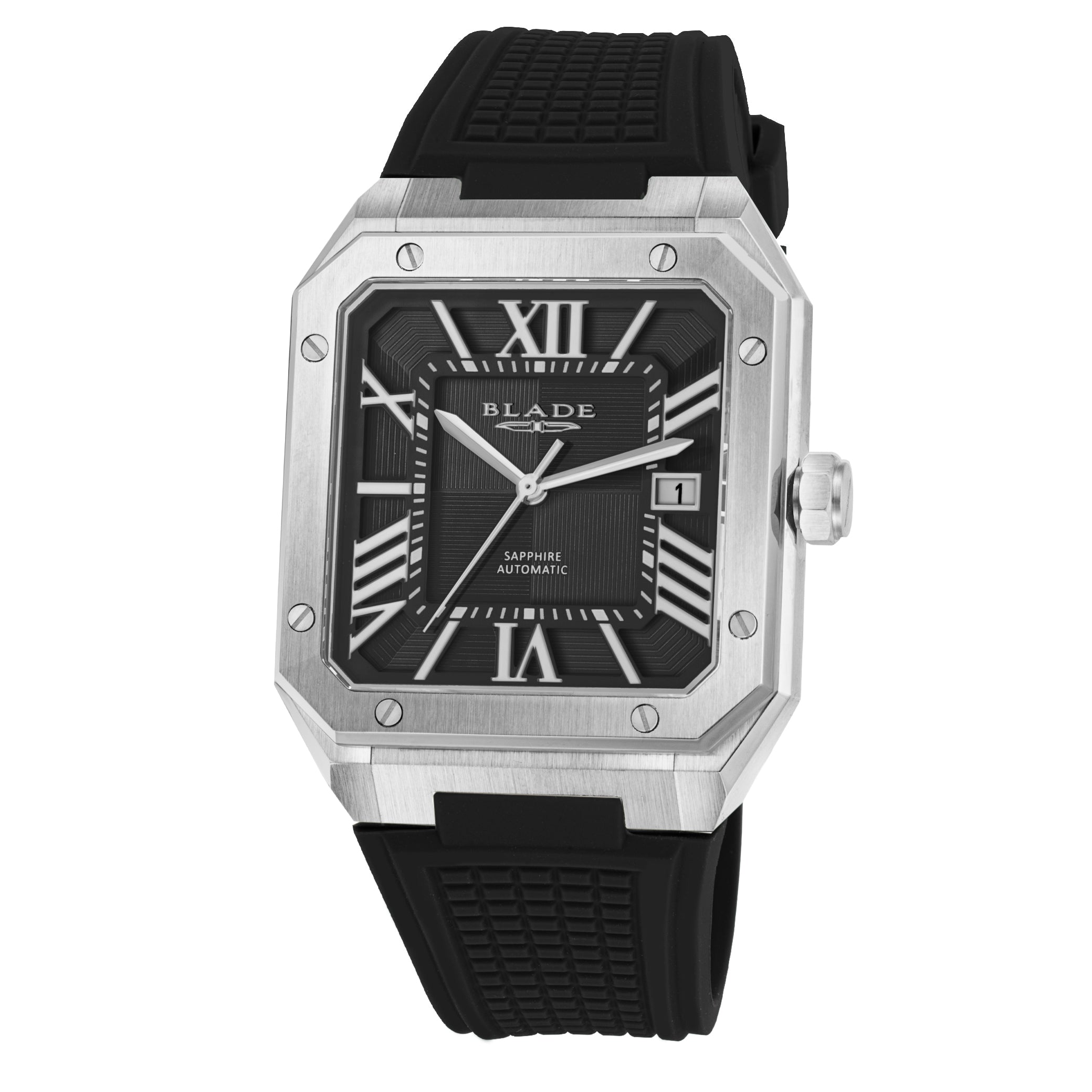 BLADE Magnus Automatic 24 Black 3655G5SNN SS & Silicone Strap Calendar Men's Watch