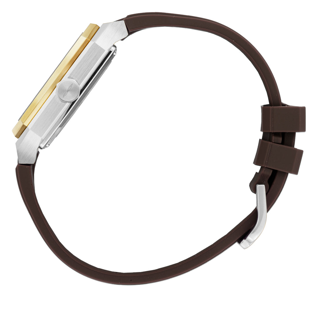 BLADE Magnus Automatic 24 Ivory/ Brown 3655G5TSO SS & Silicone Strap Calendar Men's Watch