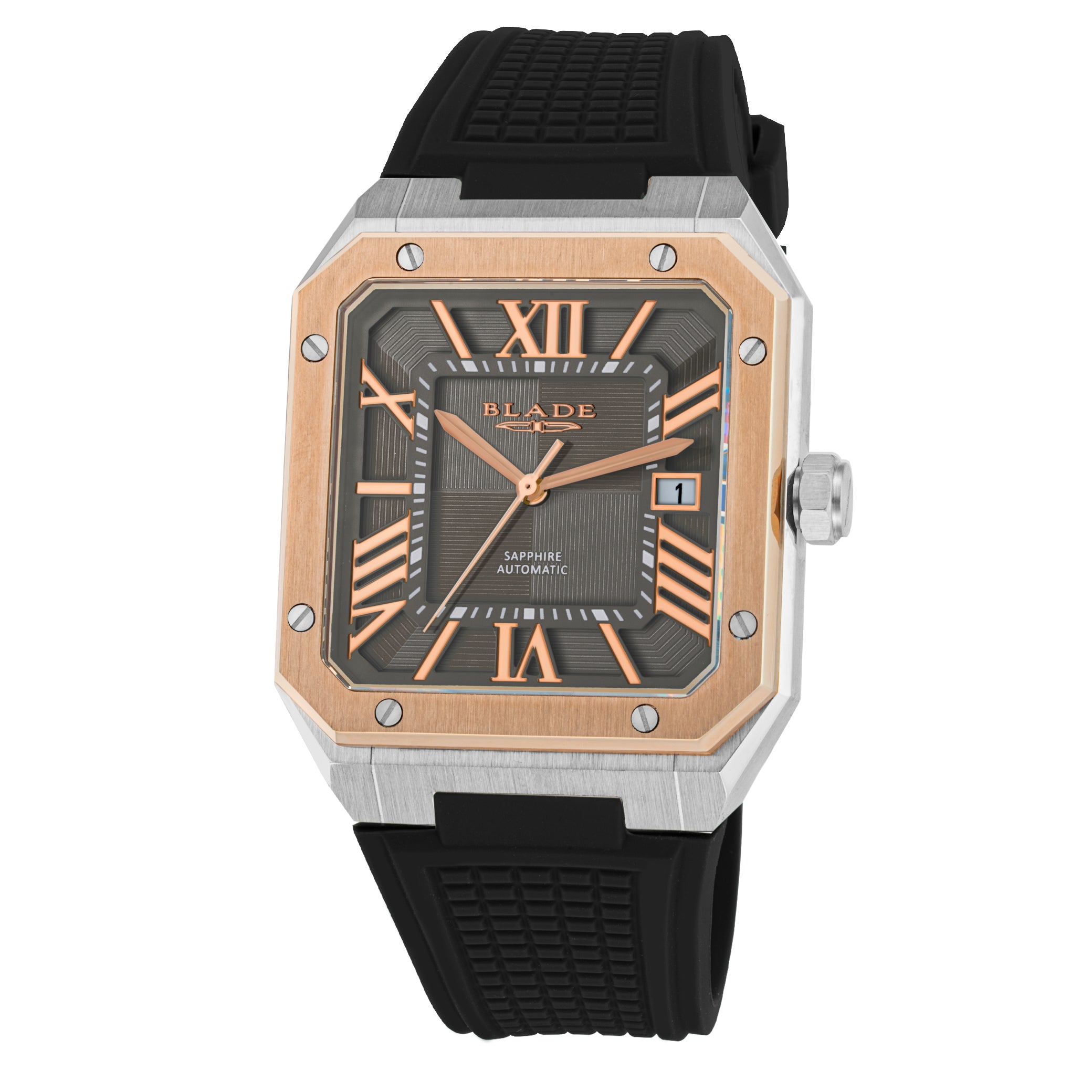 BLADE Magnus Automatic 24 Puce 3655G5UGN SS & Silicone Strap Calendar Men's Watch