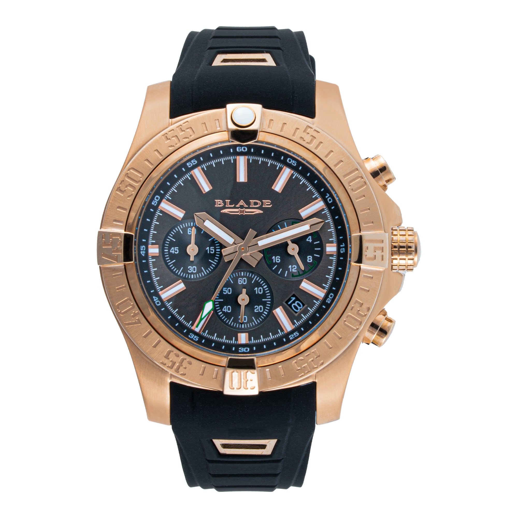 Blade Warrior Sunset Men's Watch 3658G5RGN– 44mm Rose Gold Case – Grey Dial – Chronograph – Black Silicone Strap