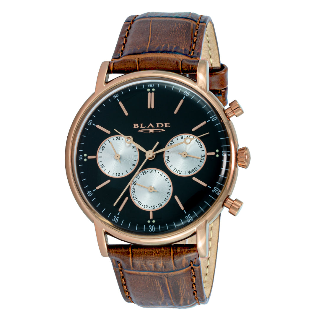 BLADE Alpha Crimson 3663G1RNO SS Brown Leather Men's Watch - Front