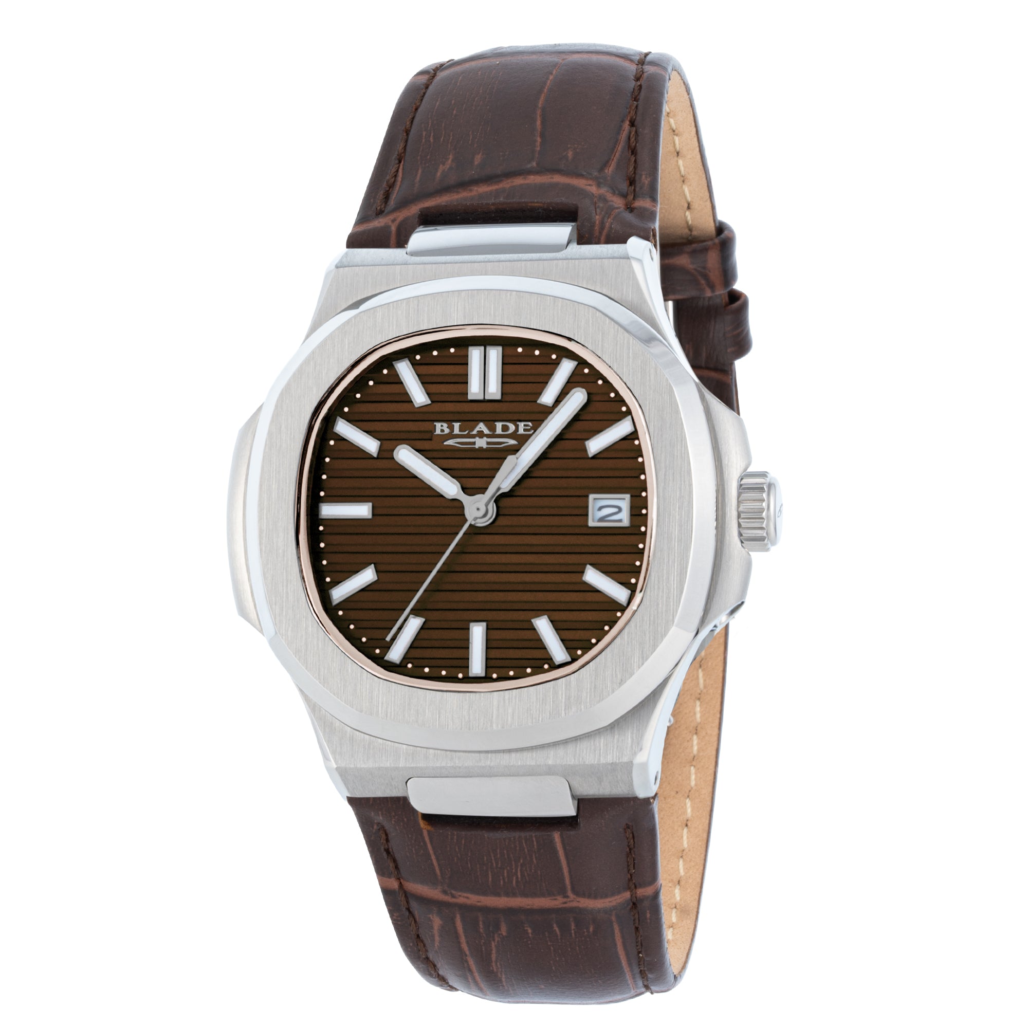 BLADE Heritage Brown 3665G1SOO SS Case & Leather Strap Date Men's Watch