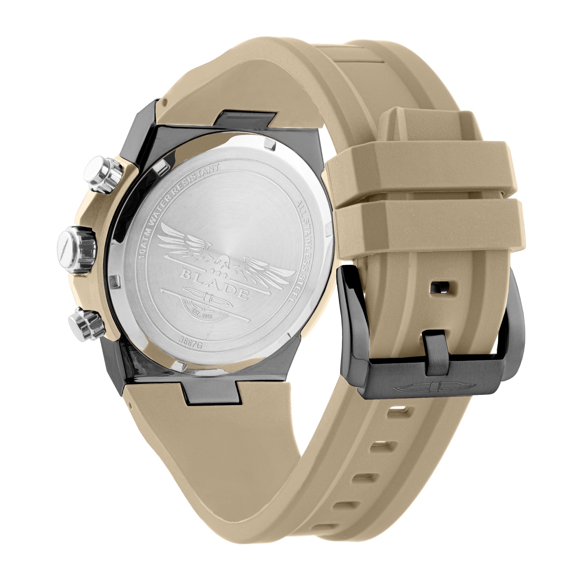 BLADE Swift Desert 3667G5AGD SS & Silicone Strap Multifunction Men's Watch