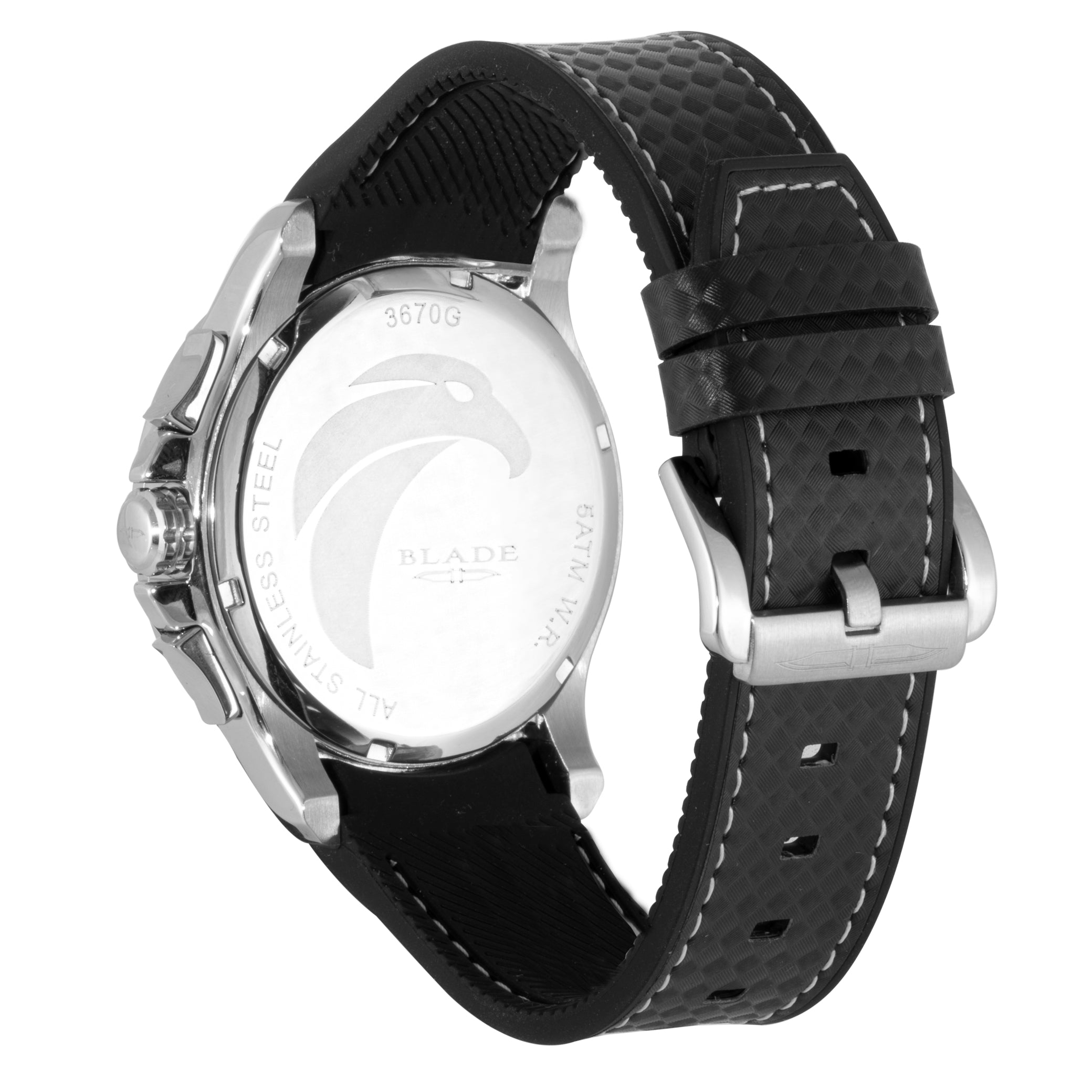 BLADE Vision Carbon Mono 3670G9MNN SS & Leather Multifunction Men's Watch
