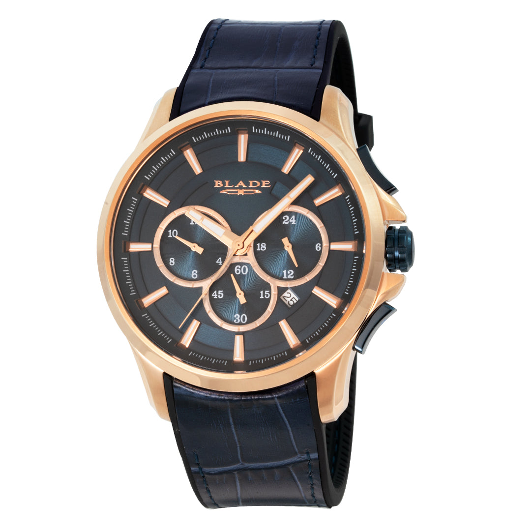 BLADE Vision Night 3671G9RBB SS & Leather Multifunction Men's Watch