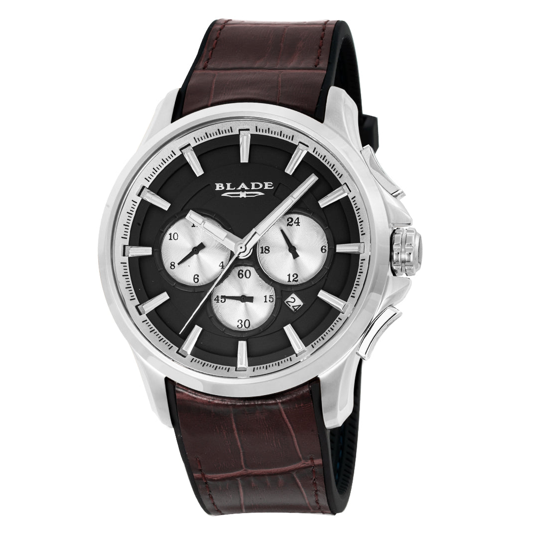 BLADE Vision Brown 3671G9SUO SS & Leather Multifunction Men's Watch