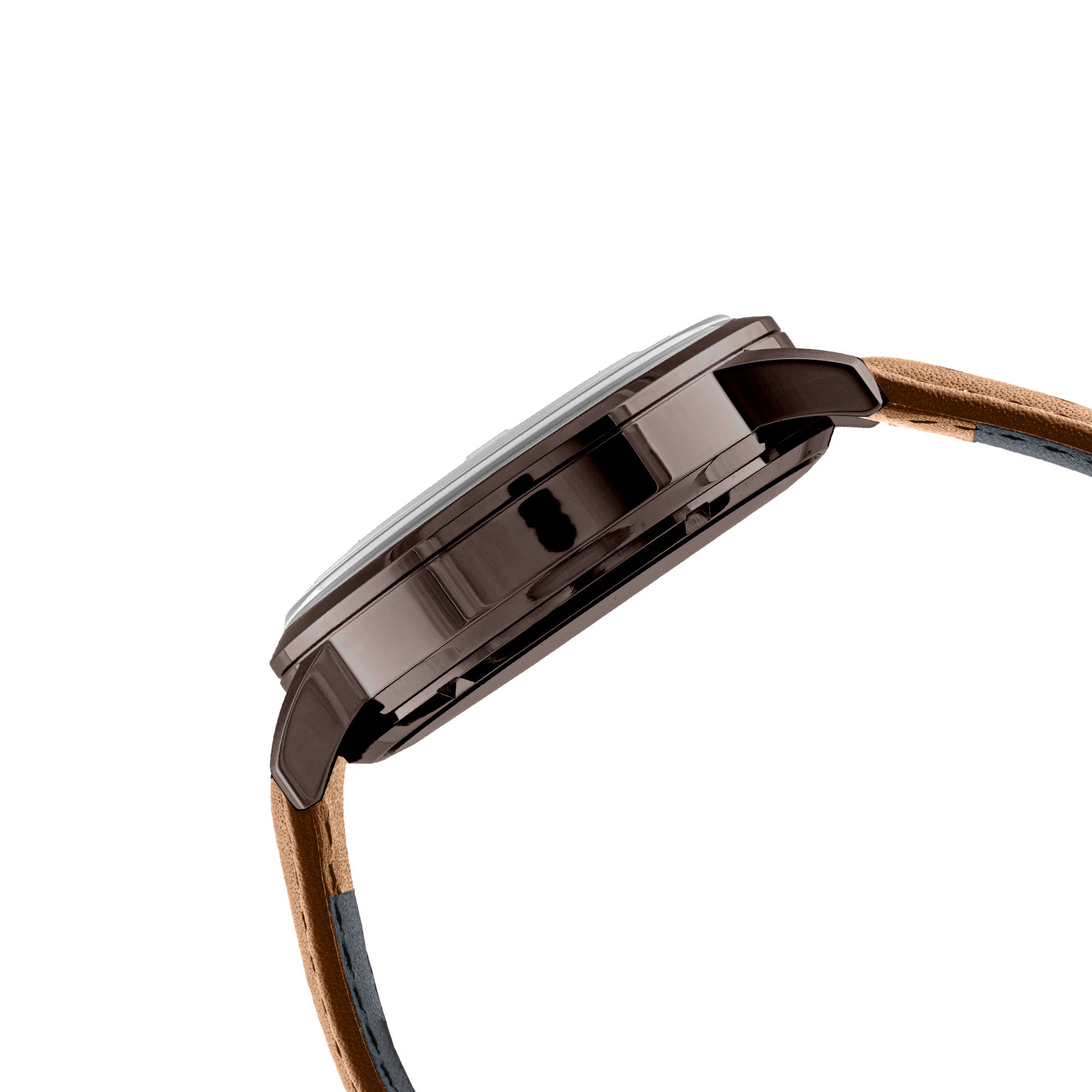 BLADE BARE 'DUBAI CHOCOLATE' 3673G1OOD SS CASE & LEATHER STRAP MULTIFUNCTION MEN'S WATCH