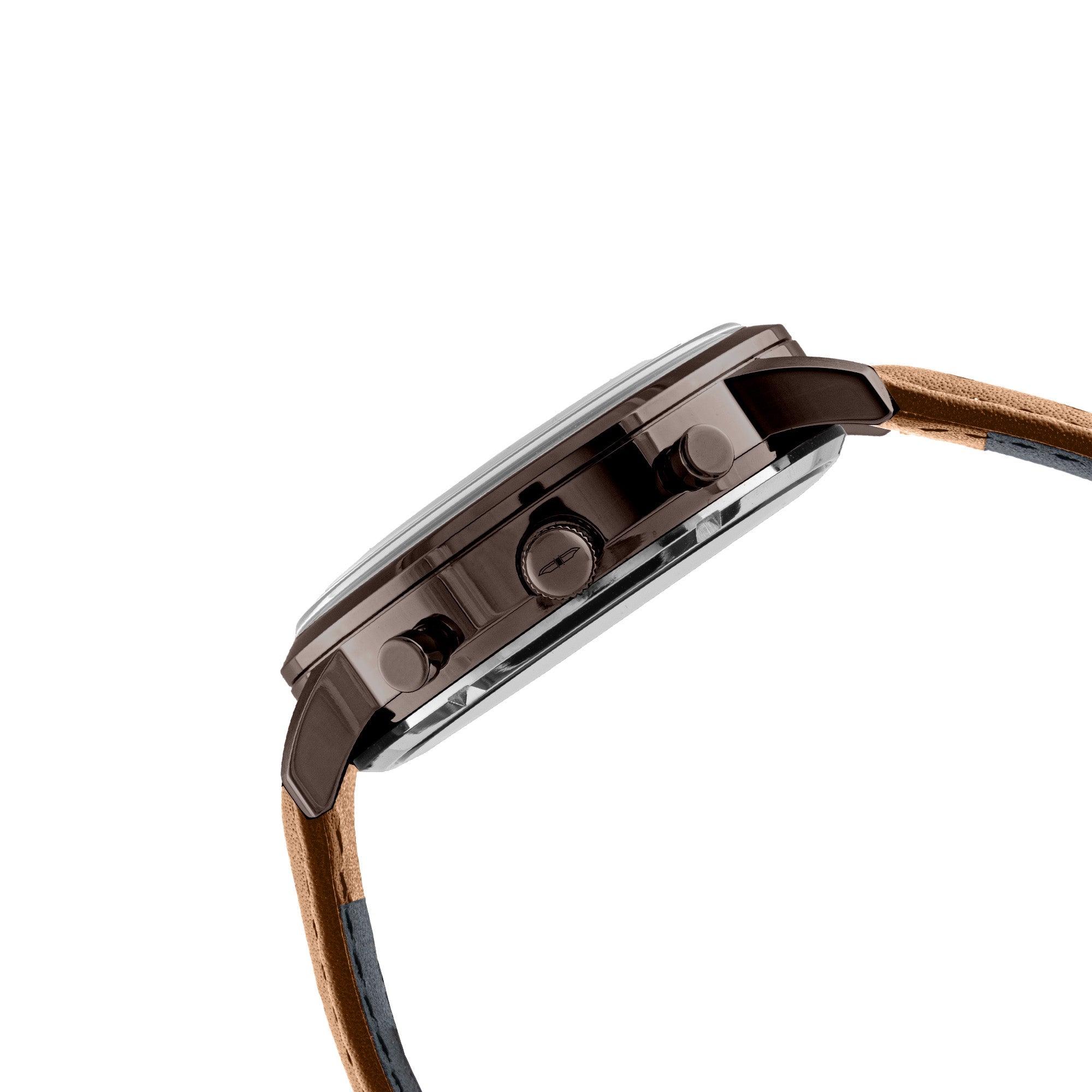 BLADE BARE 'DUBAI CHOCOLATE' 3673G1OOD SS CASE & LEATHER STRAP MULTIFUNCTION MEN'S WATCH