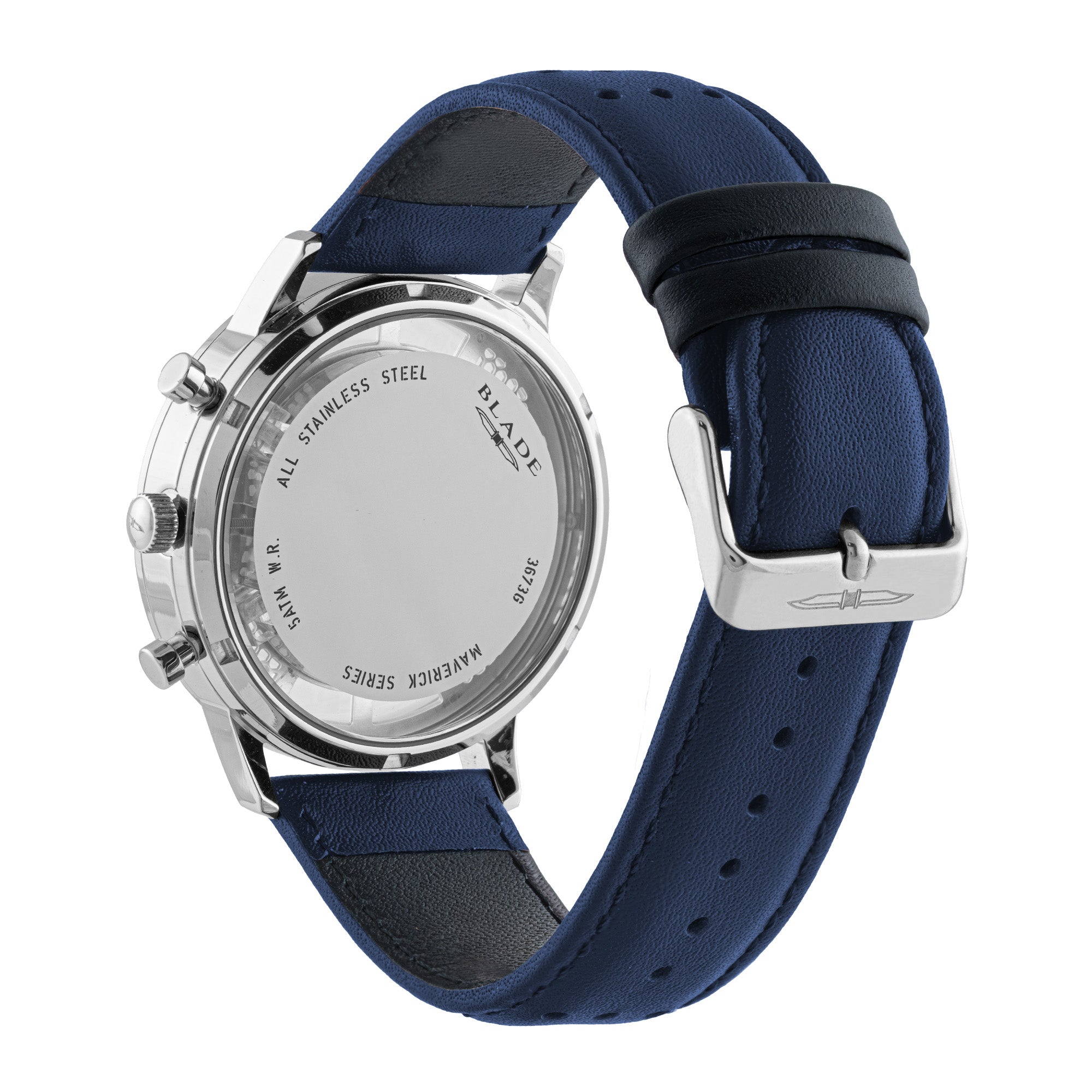 BLADE BARE BLUE 3673G1SBB SS CASE & LEATHER STRAP MULTIFUNCTION MEN'S WATCH