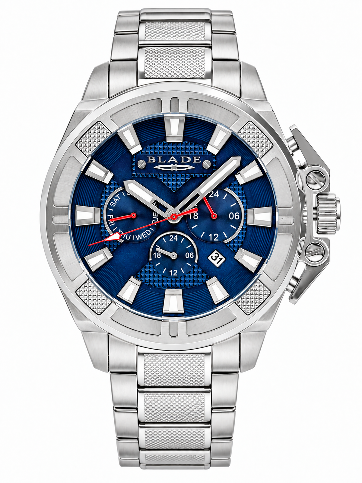 BLADE CROSSFIRE BLUE 3675G2SBS SS CASE & BAND MULTIFUNCTION MEN'S WATCH