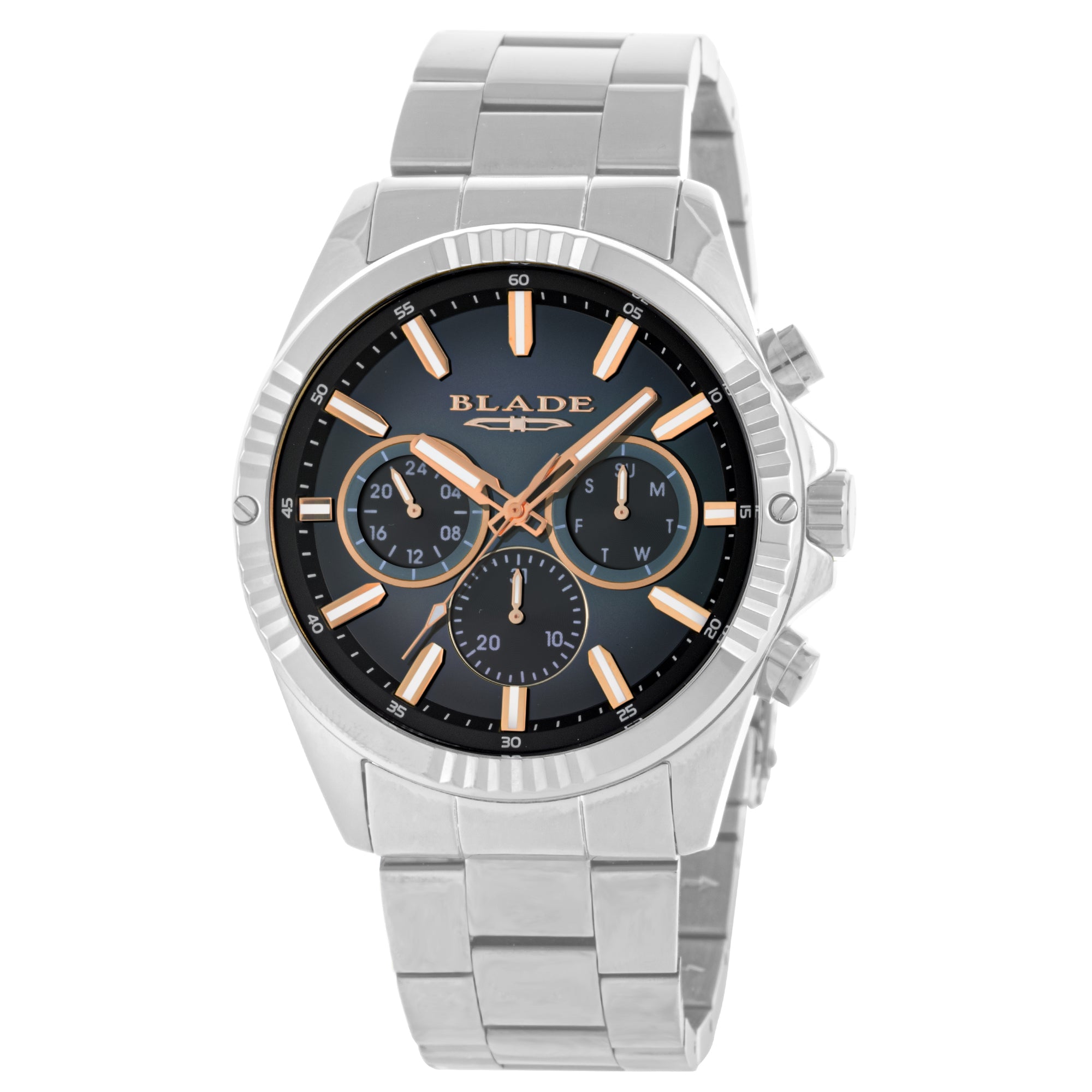 BLADE Elite SS Blue 3679G2SBS SS Case & Band Multifunction Men's Watch