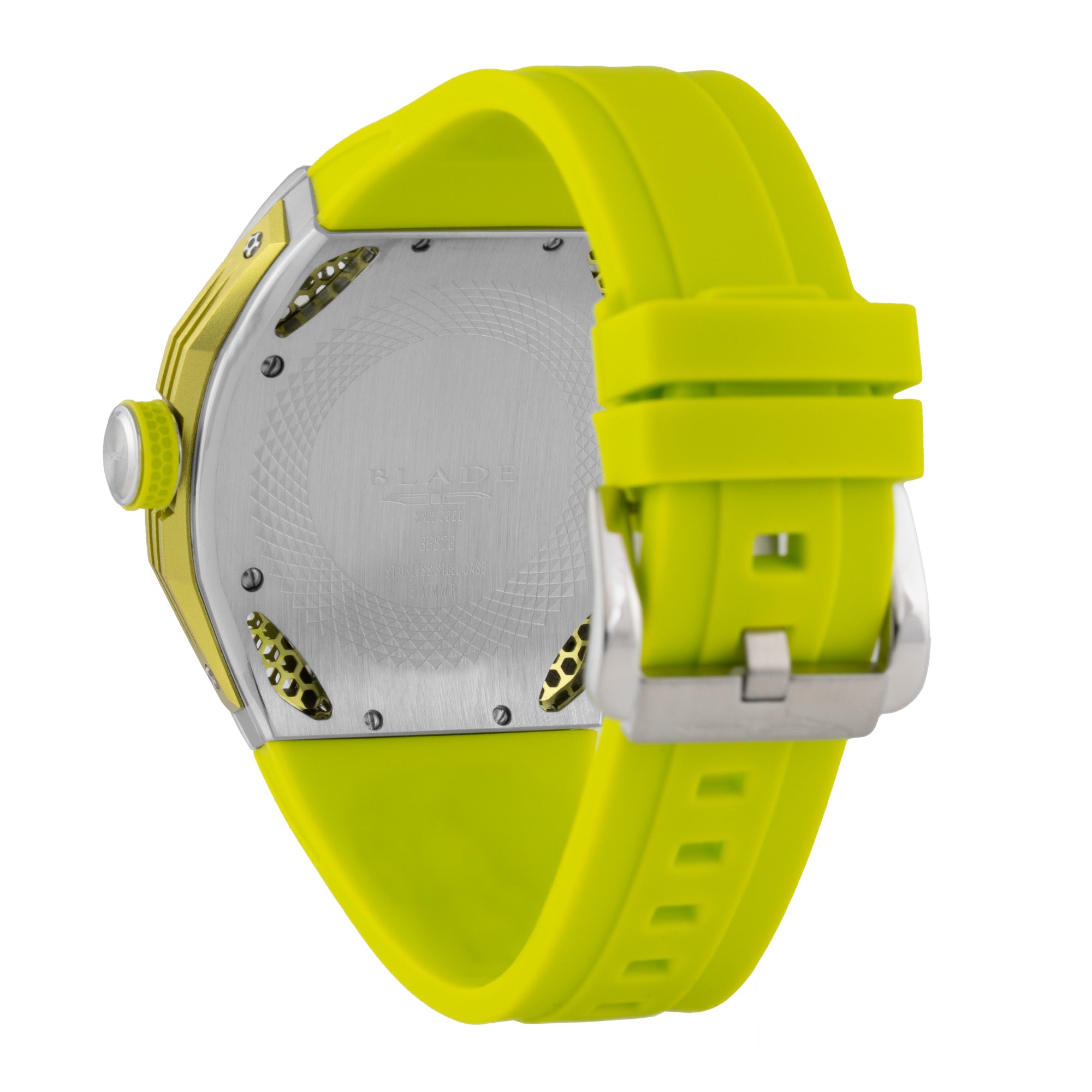 BLADE Throttle Lime 3682G5SEE SS Case & Silicone Strap Multifunction Men's Watch