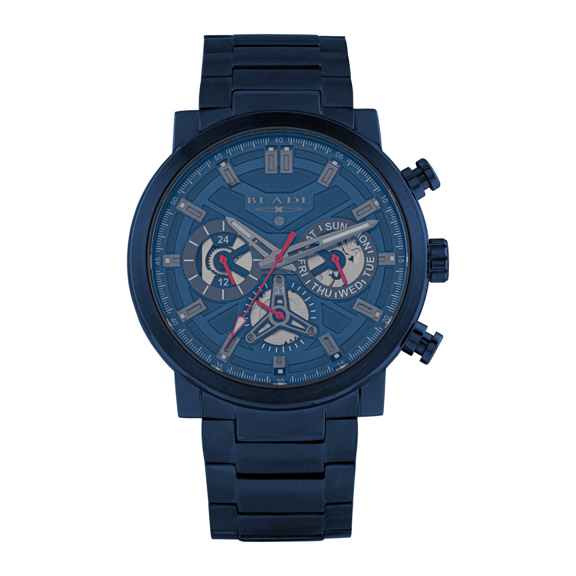 BLADE Aztec Navy 3685G2BBB SS Case & Band Multifunction Men's Watch