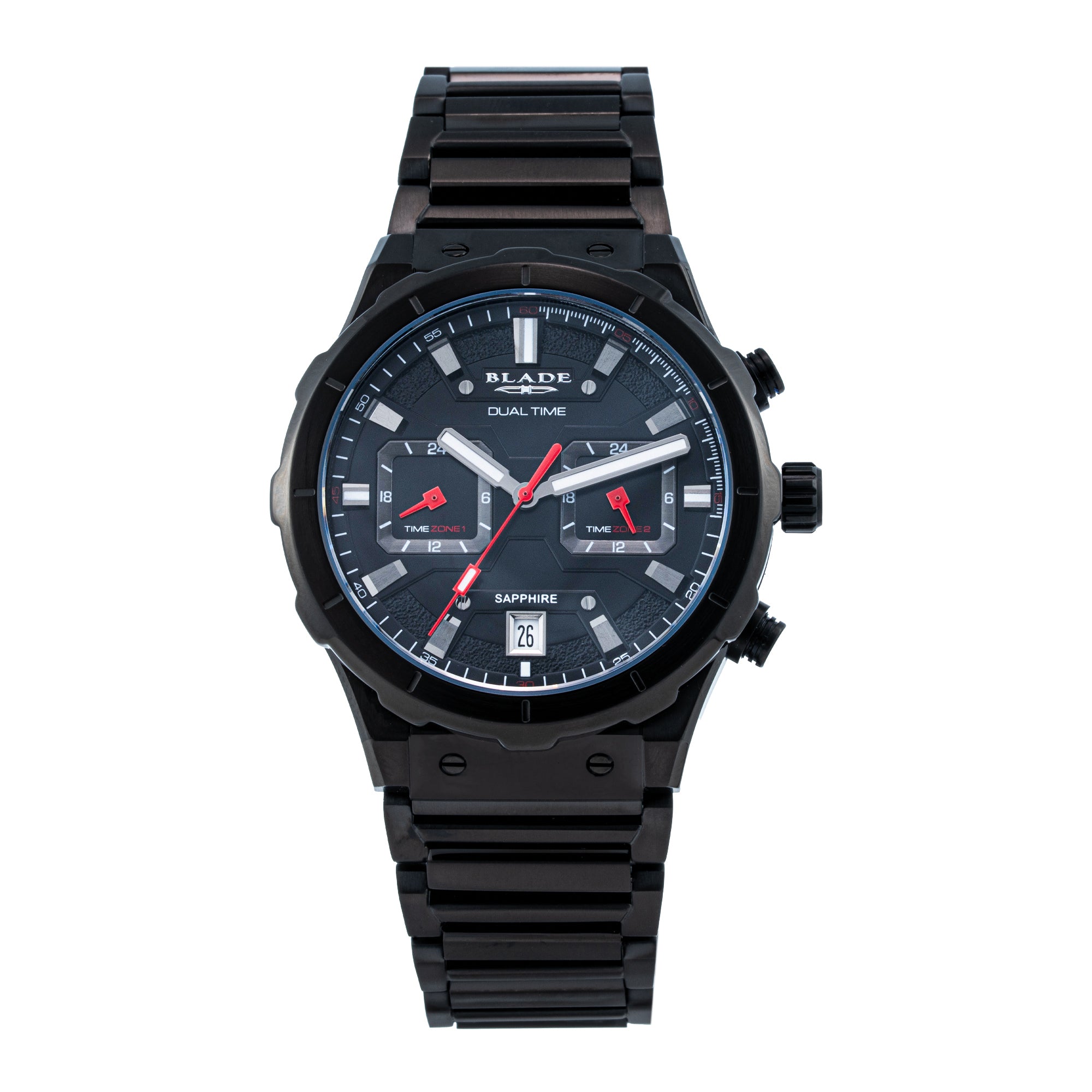 Blade Admiral Imprint Men's Watch3686G2NNN – 42mm Black Stainless Steel Case – Black Dial – Dual Time – Sapphire Glass – Black Strap