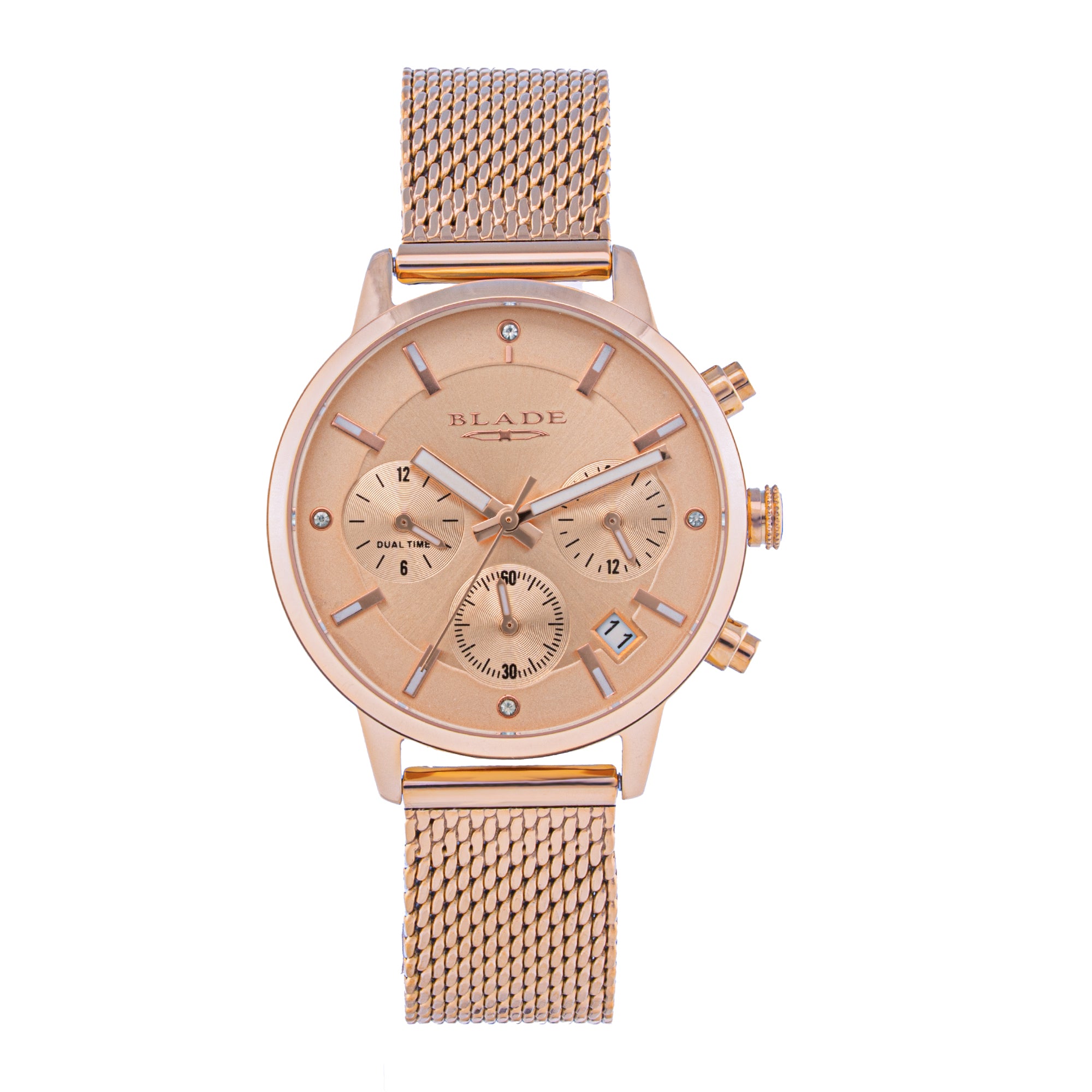 BLADE Venus Pink 3688L2RPR SS Case & Mesh Strap Multifunction Women's Watch