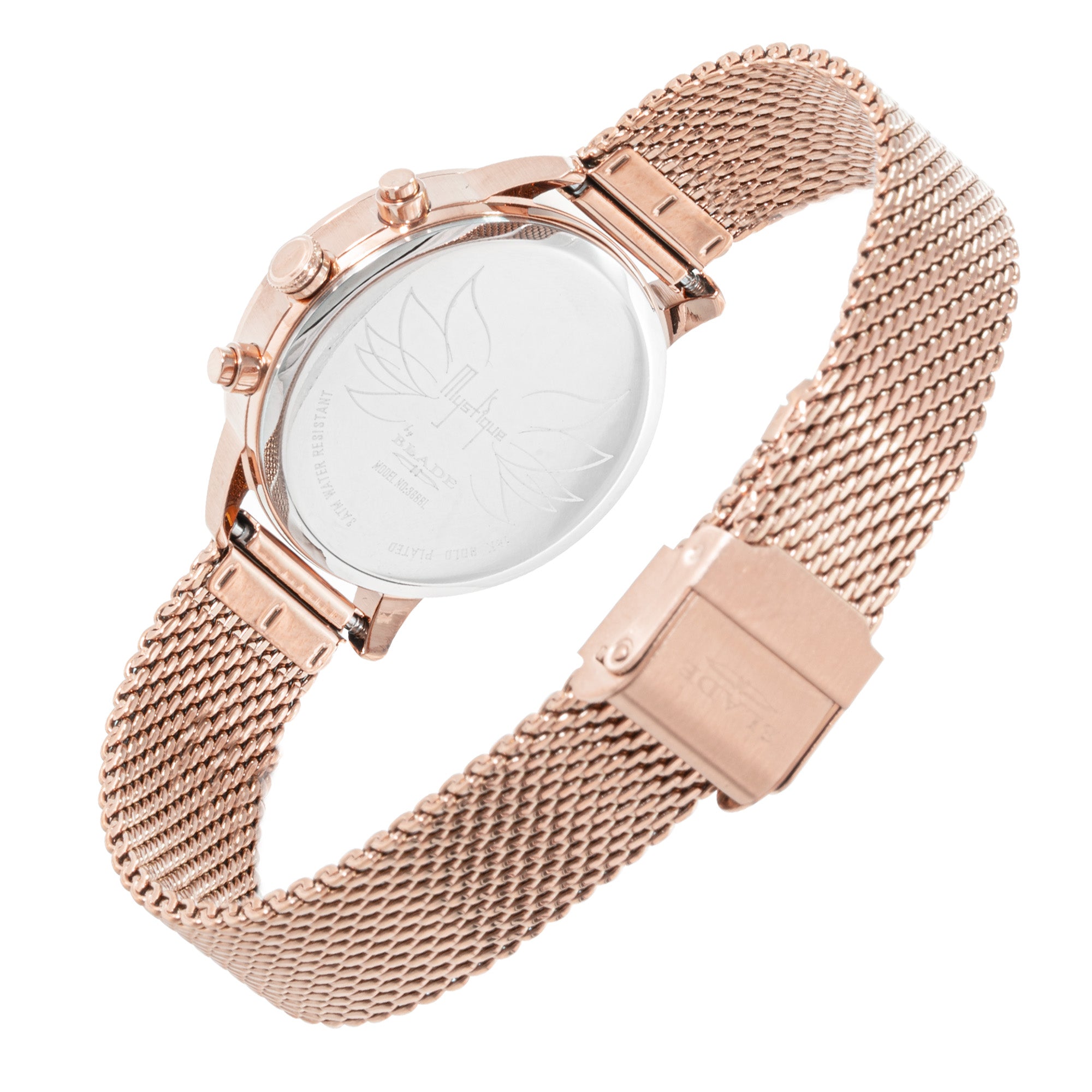 BLADE Venus Pink 3688L2RPR SS Case & Mesh Strap Multifunction Women's Watch