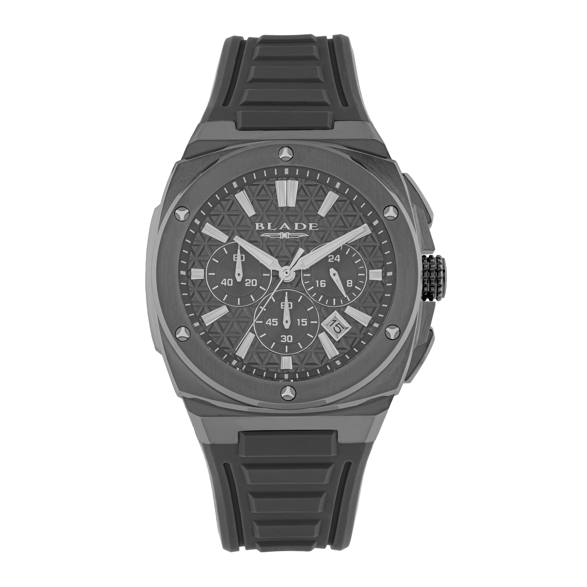 BLADE  CRUSADER GUN 3694G5AGG SS Case & Silicone Strap Chronograph Men's Watch