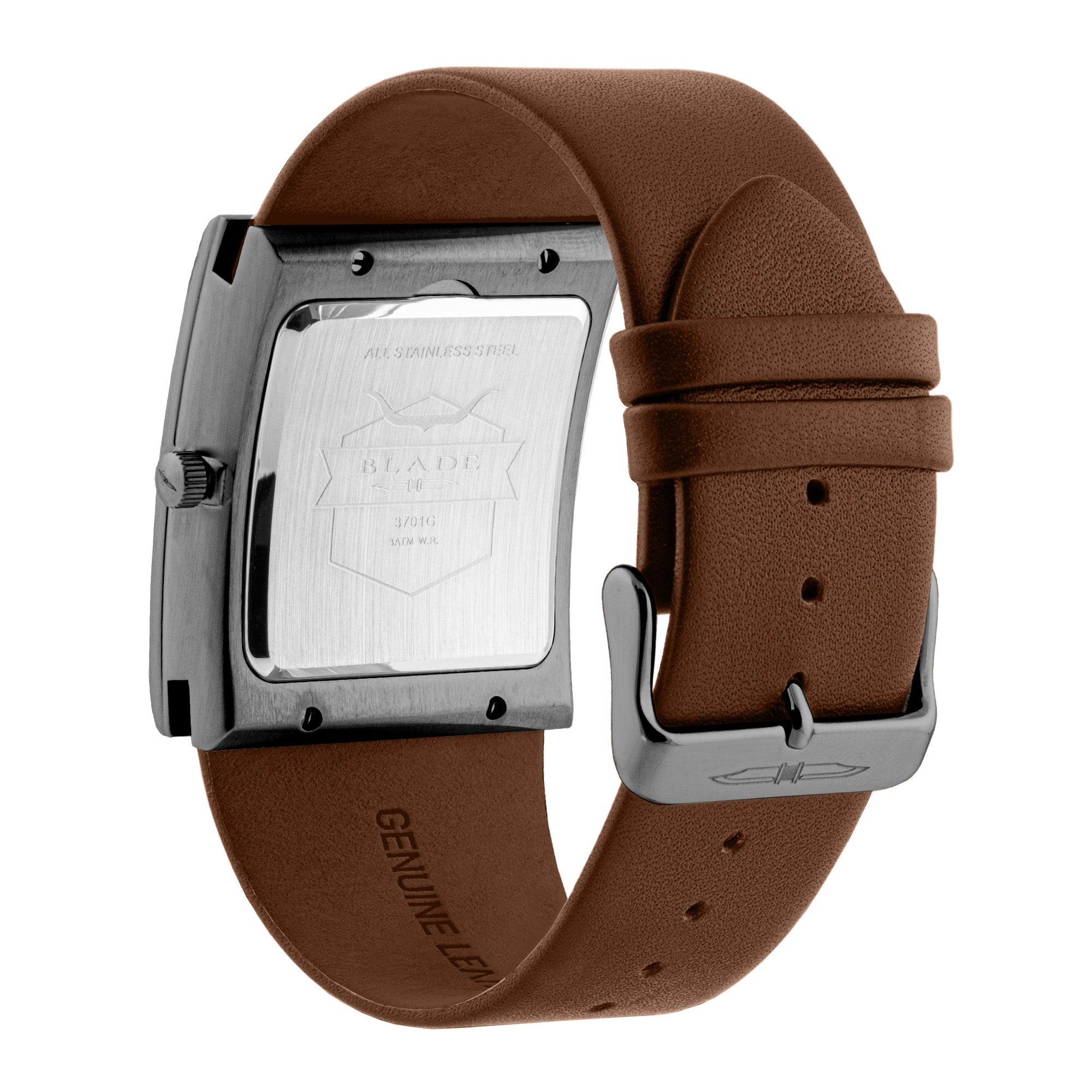 BLADE Freedom Gun 3701G1AND SS & Leather Strap 2-Hands Men's Watch