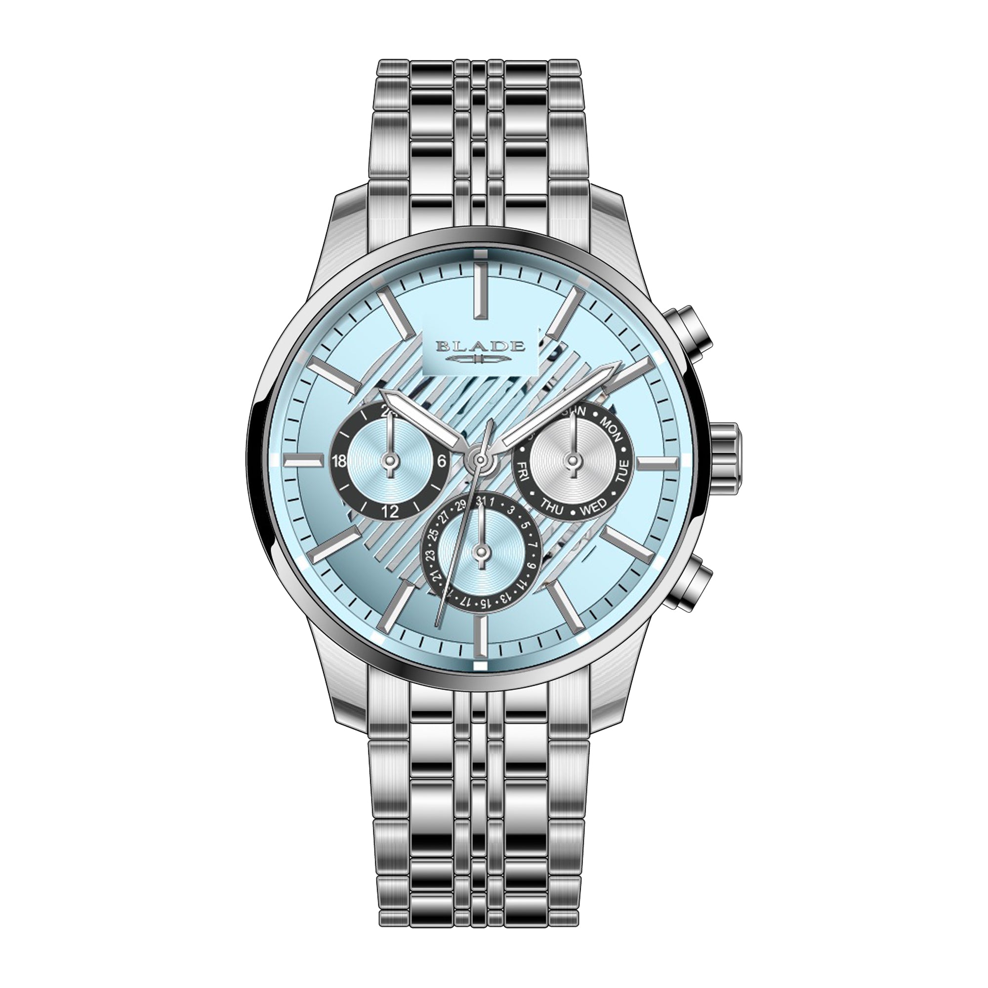 BLADE STREAK AQUA - MULTIFUNCTION 3706G2SIS SS CASE & BAND MEN'S WATCH