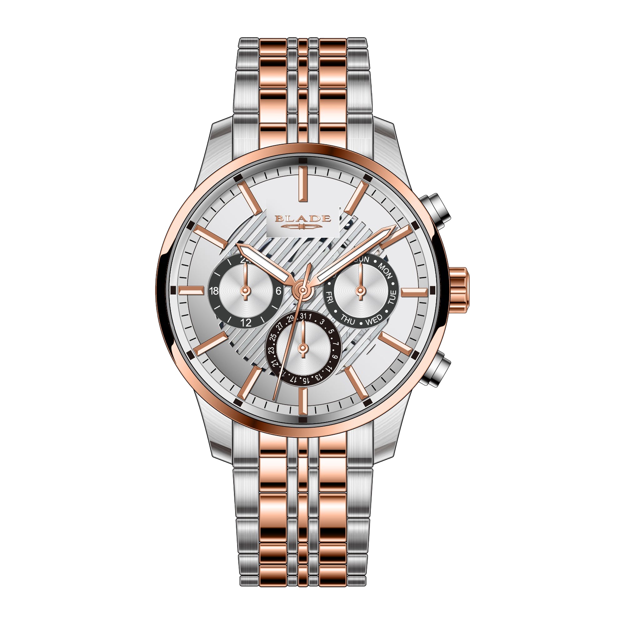 BLADE STREAK SHELL - MULTIFUNCTION 3706G2USU SS CASE & BAND MEN'S WATCH