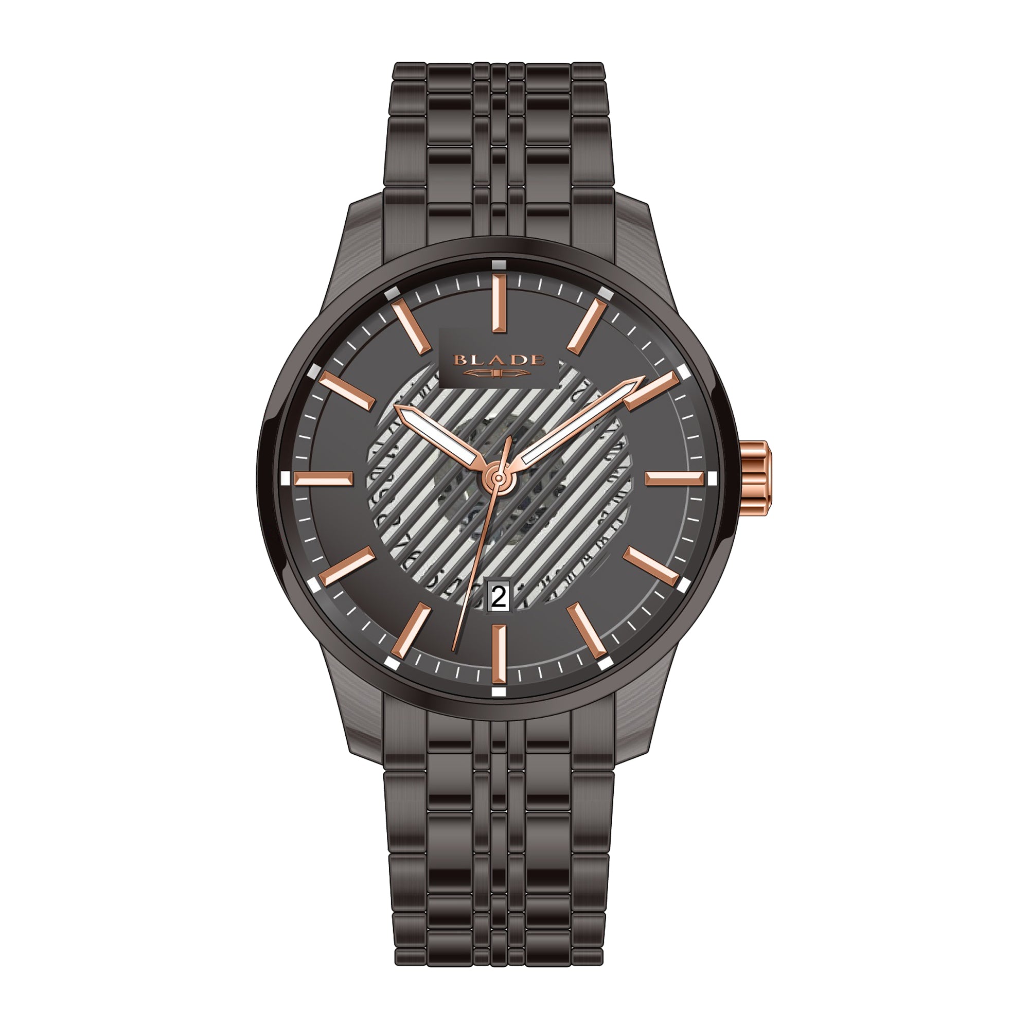 BLADE STREAK NOIR - CALENDAR 3707G2NNN SS CASE & BAND MEN'S WATCH