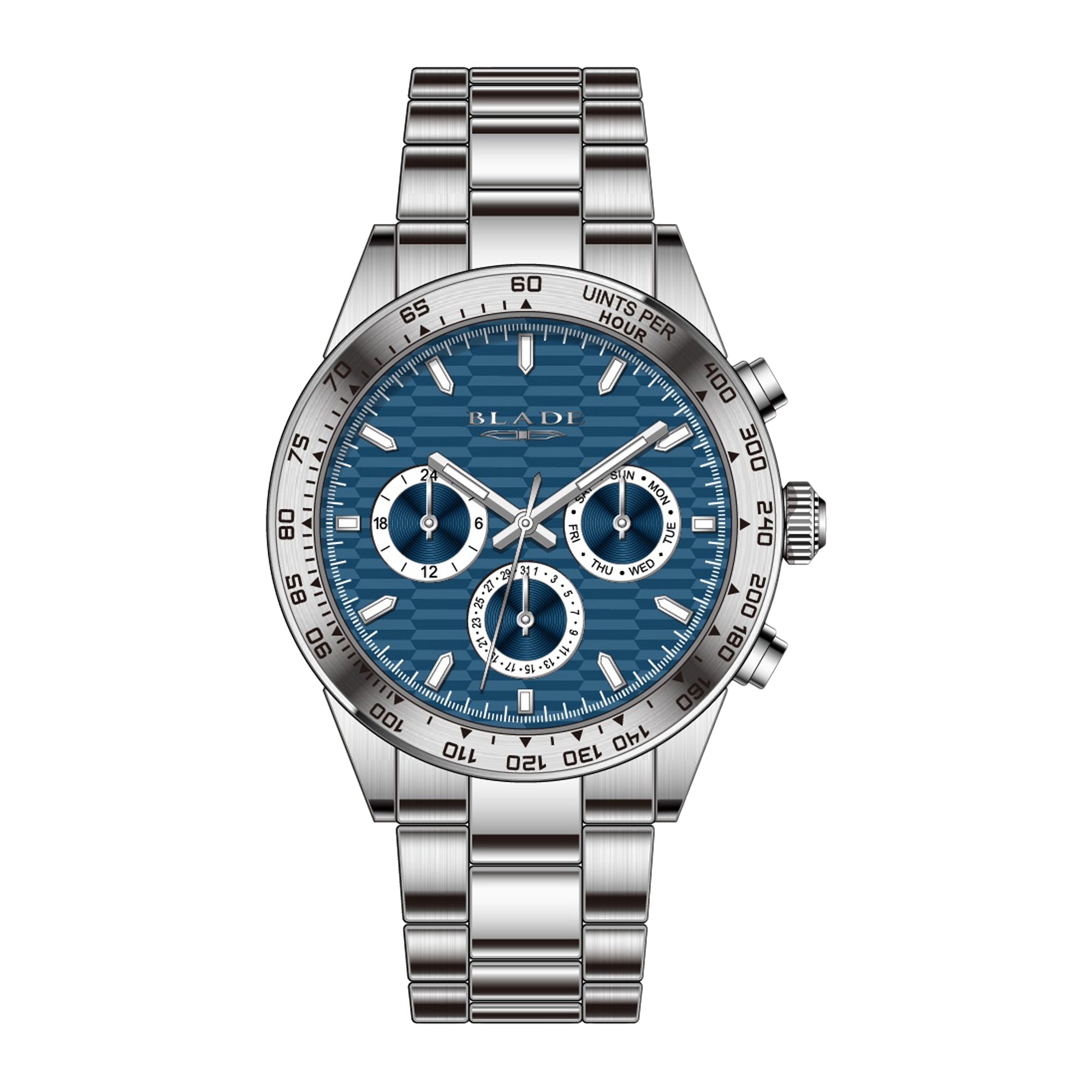 BLADE ECHELON SS BLUE 3708G2SBS SS CASE & BAND MULTIFUNCTION MEN'S WATCH