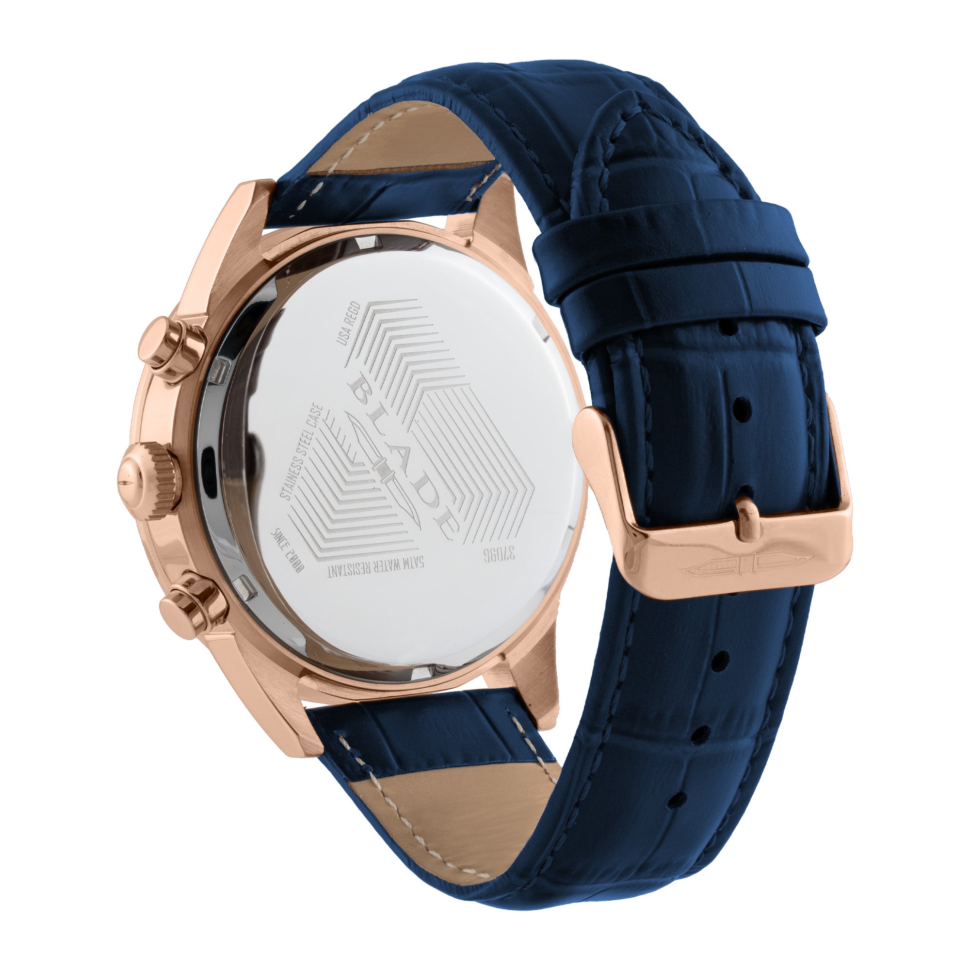 BLADE ECHELON NIGHT 3709G1RBB SS CASE & LEATHER STRAP MULTIFUNCTION MEN'S WATCH