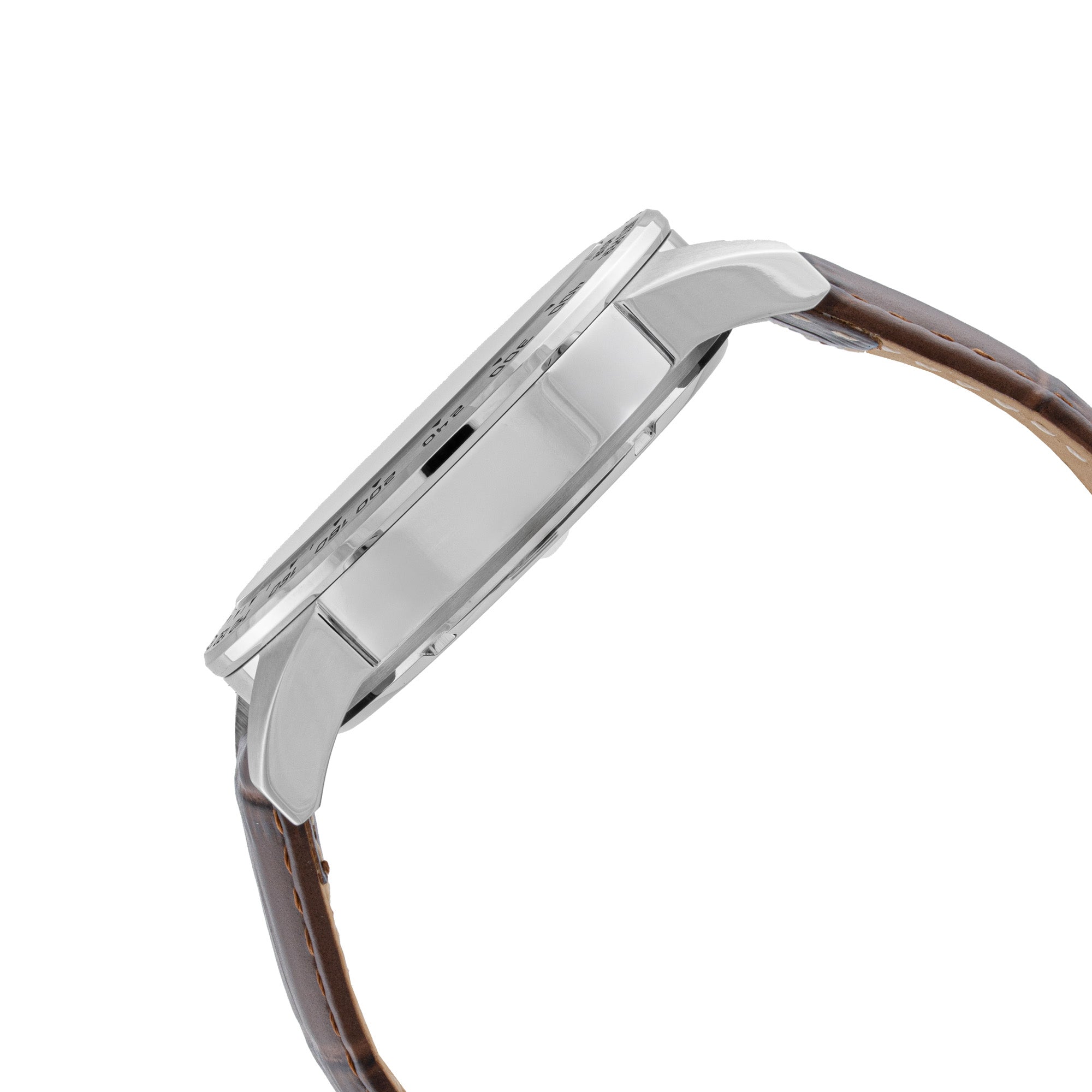 BLADE ECHELON AQUA 3709G1SIO SS CASE & LEATHER STRAP MULTIFUNCTION WITH PUSHERS MEN`S WATCH