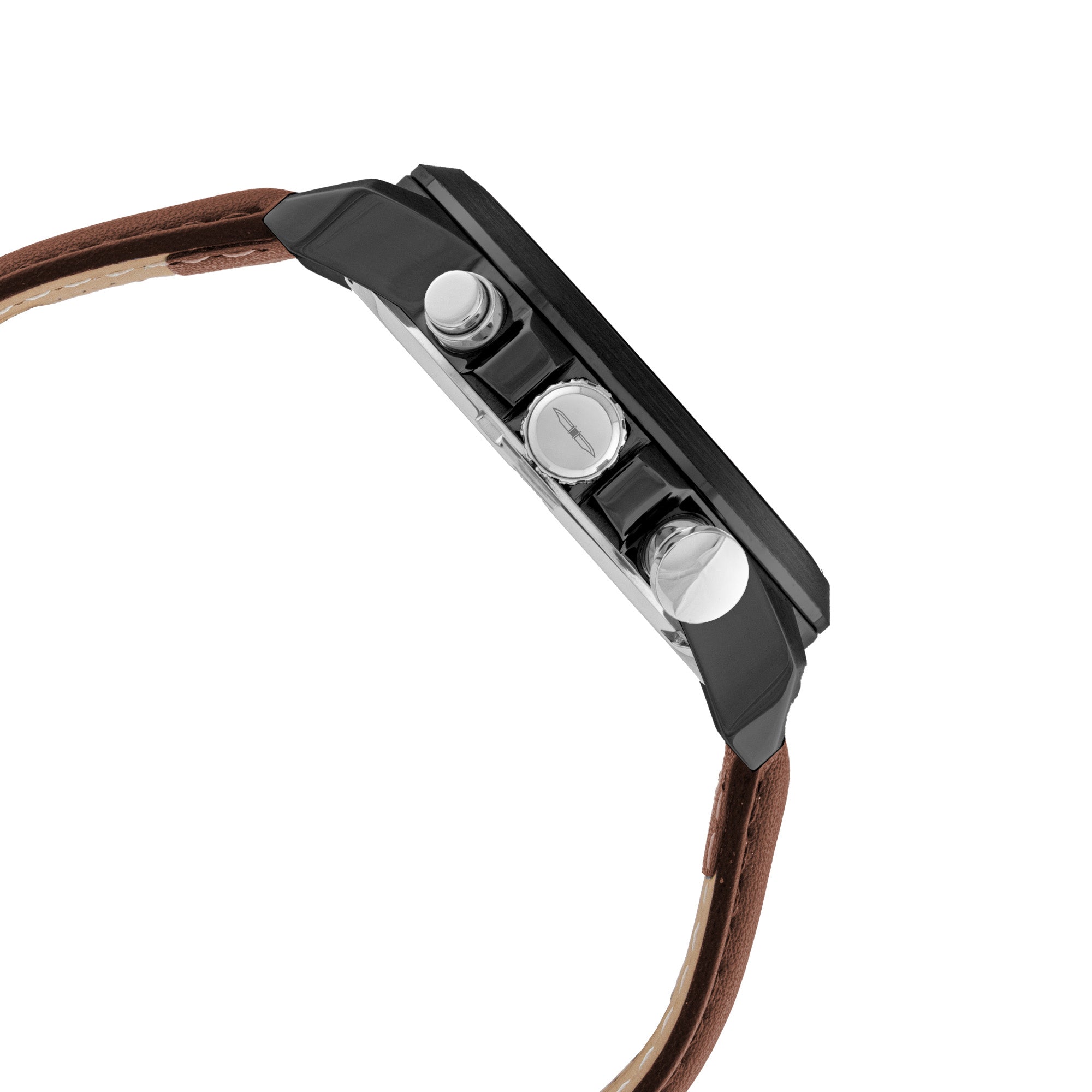 BLADE OUTLIER NOIR 3711G1NNO SS CASE & LEATHER STRAP MULTIFUNCTION WITH PUSHERS MEN'S WATCH