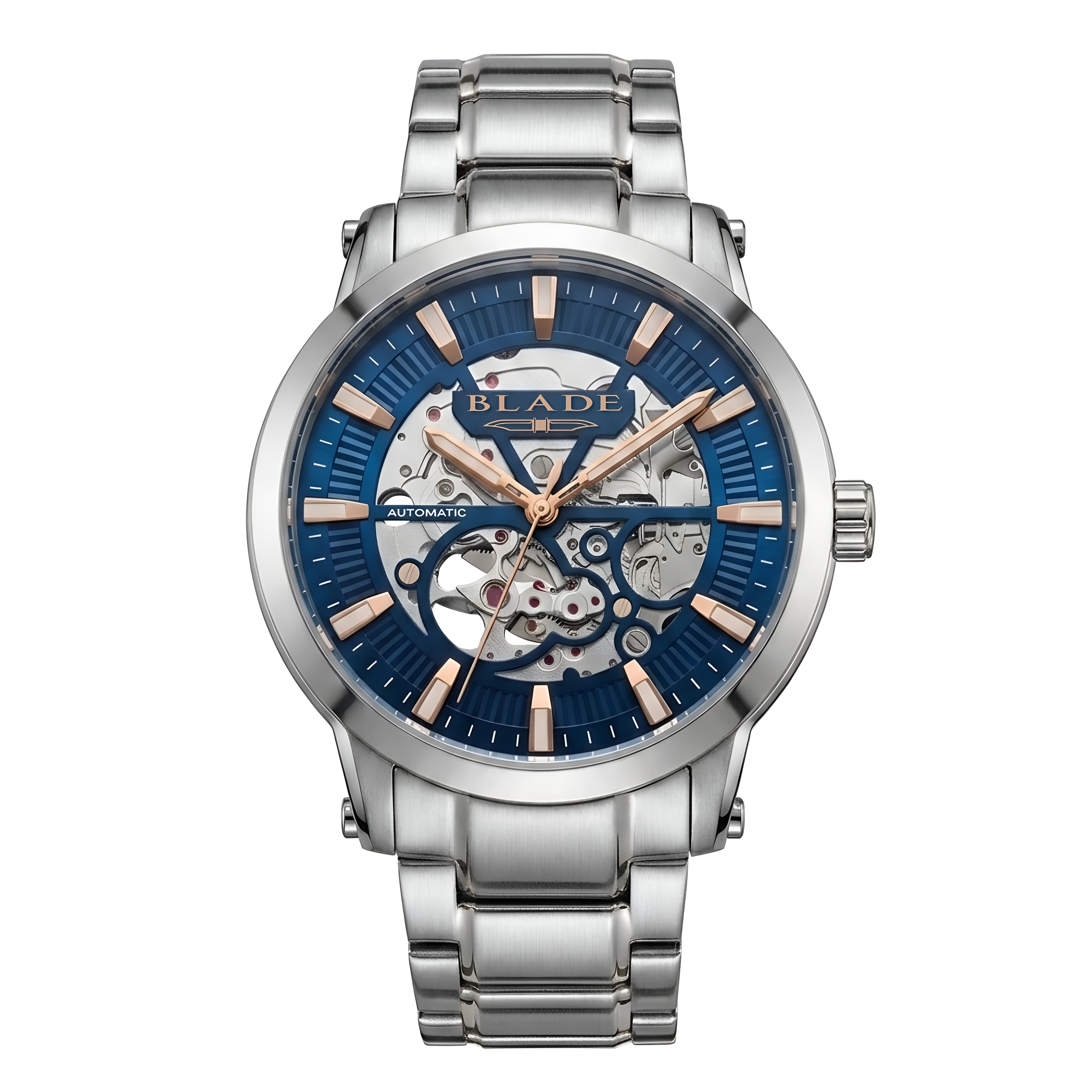BLADE Volare Edge SS Blue 3717G2SBS SS Case & Band Skeleton Men`s Watch