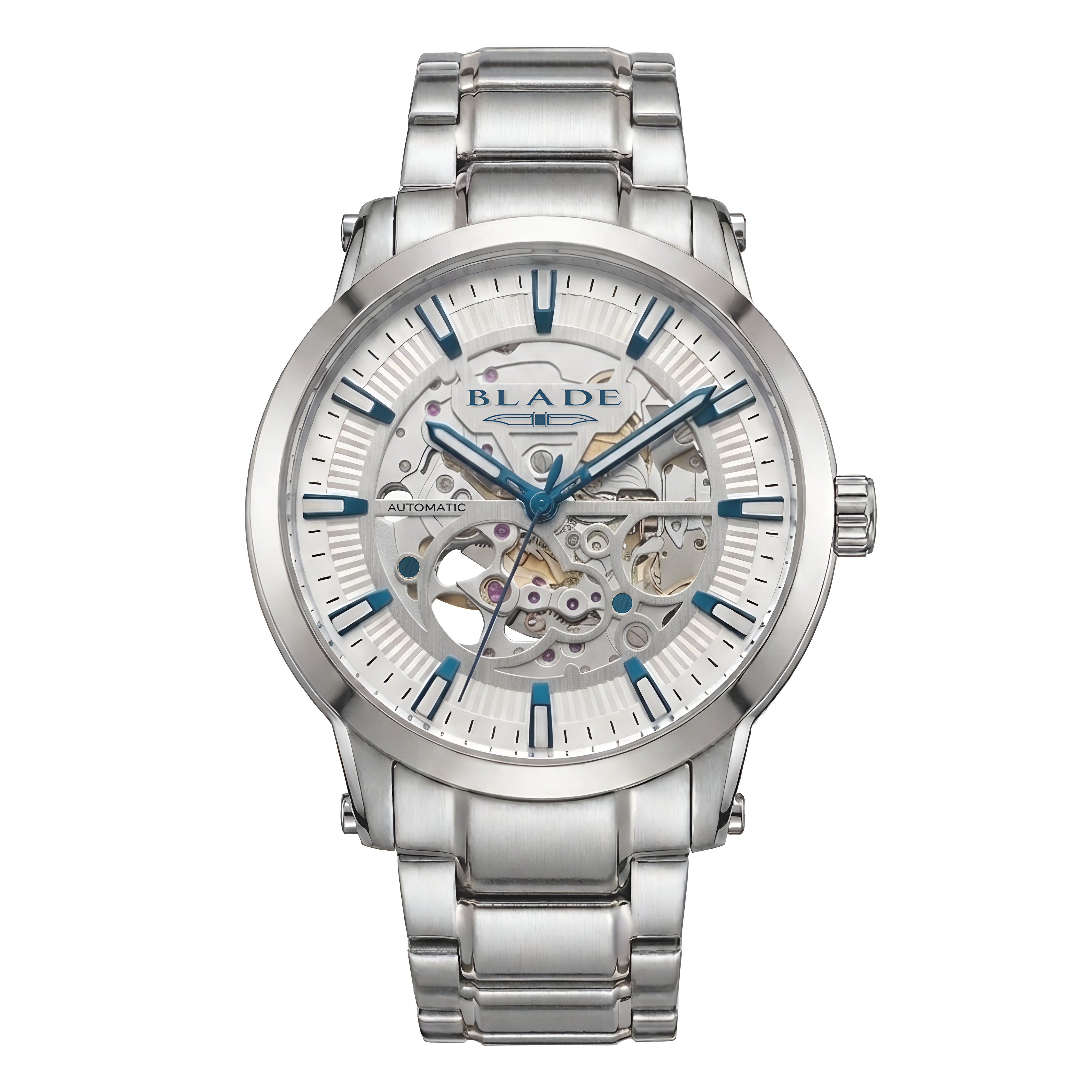 BLADE Volare Edge SS White 3717G2SSS SS Case & Band Skeleton Men`s Watch