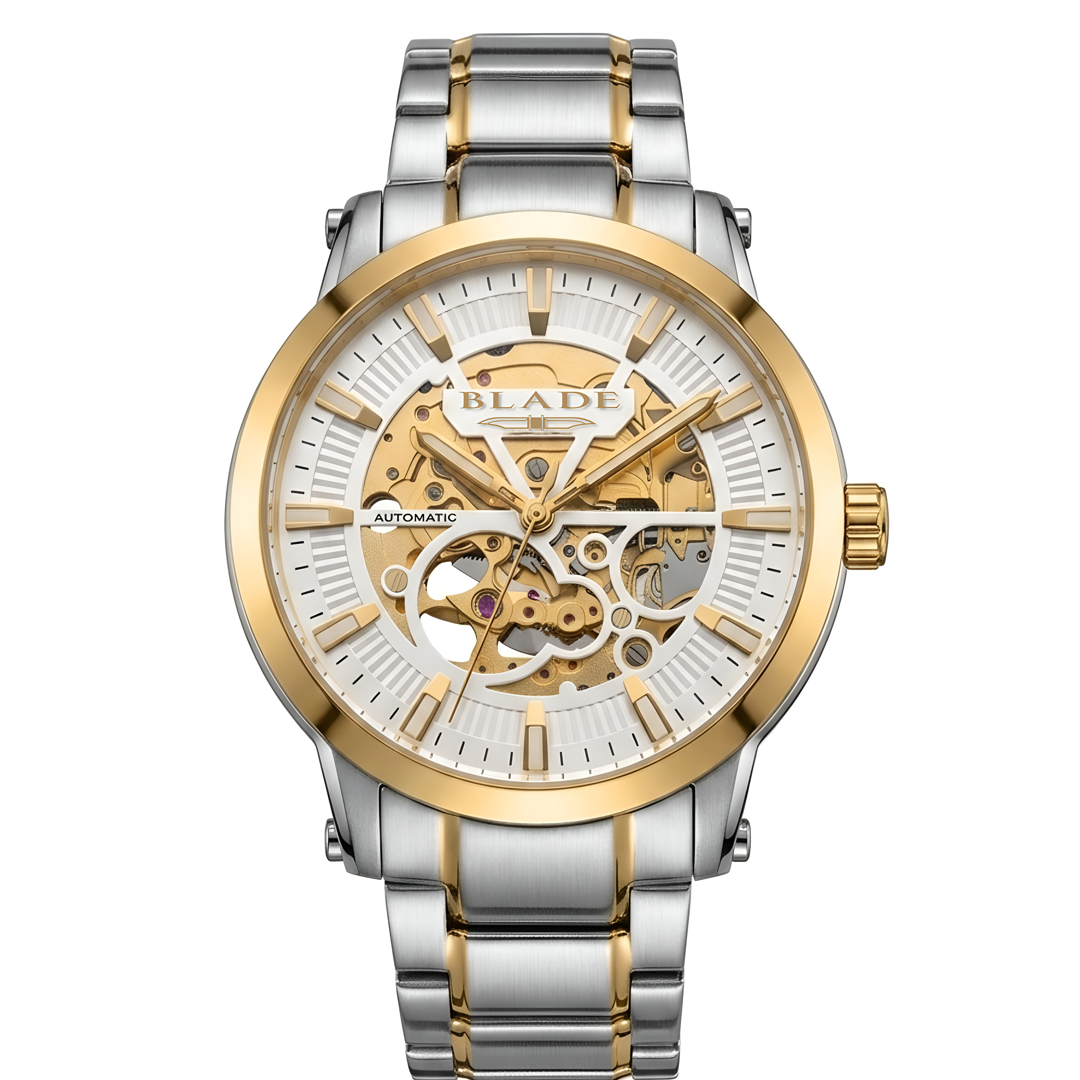 BLADE Volare Edge SS Ivory 3717G2TST SS Case & Band Skeleton Men`s Watch