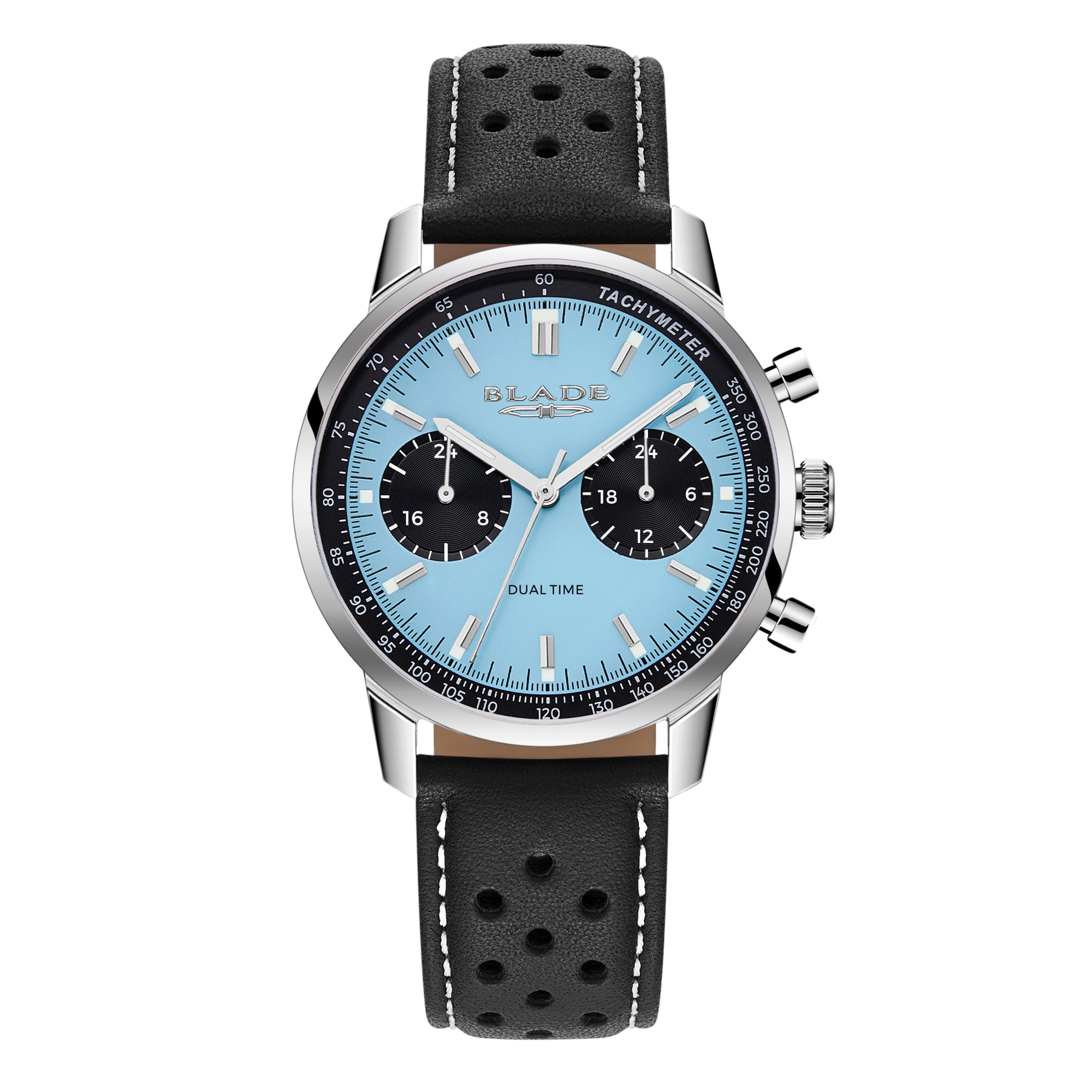 BLADE Rally Sky 3721G1SIN SS Case & Leather Strap Dual-Time Multi Men's Watch