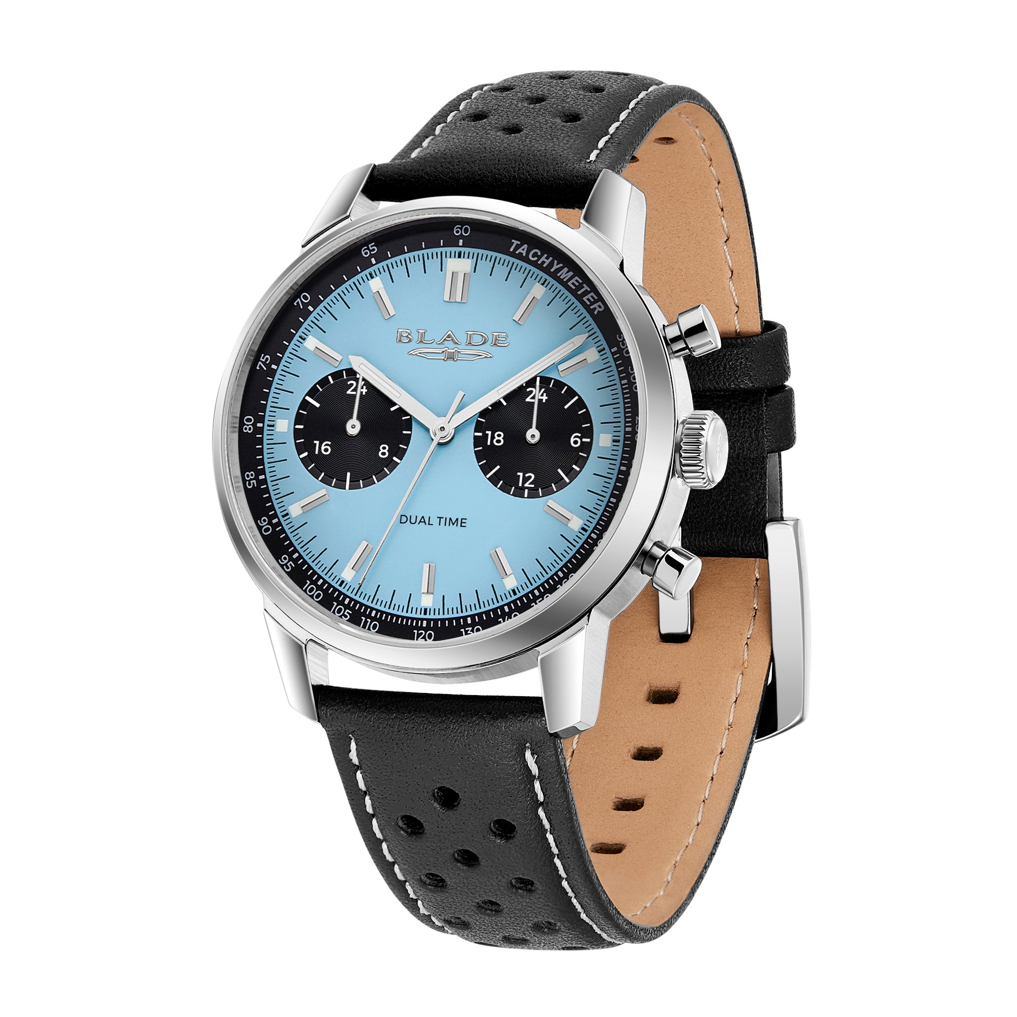 BLADE Rally Sky 3721G1SIN SS Case & Leather Strap Dual-Time Multi Men's Watch
