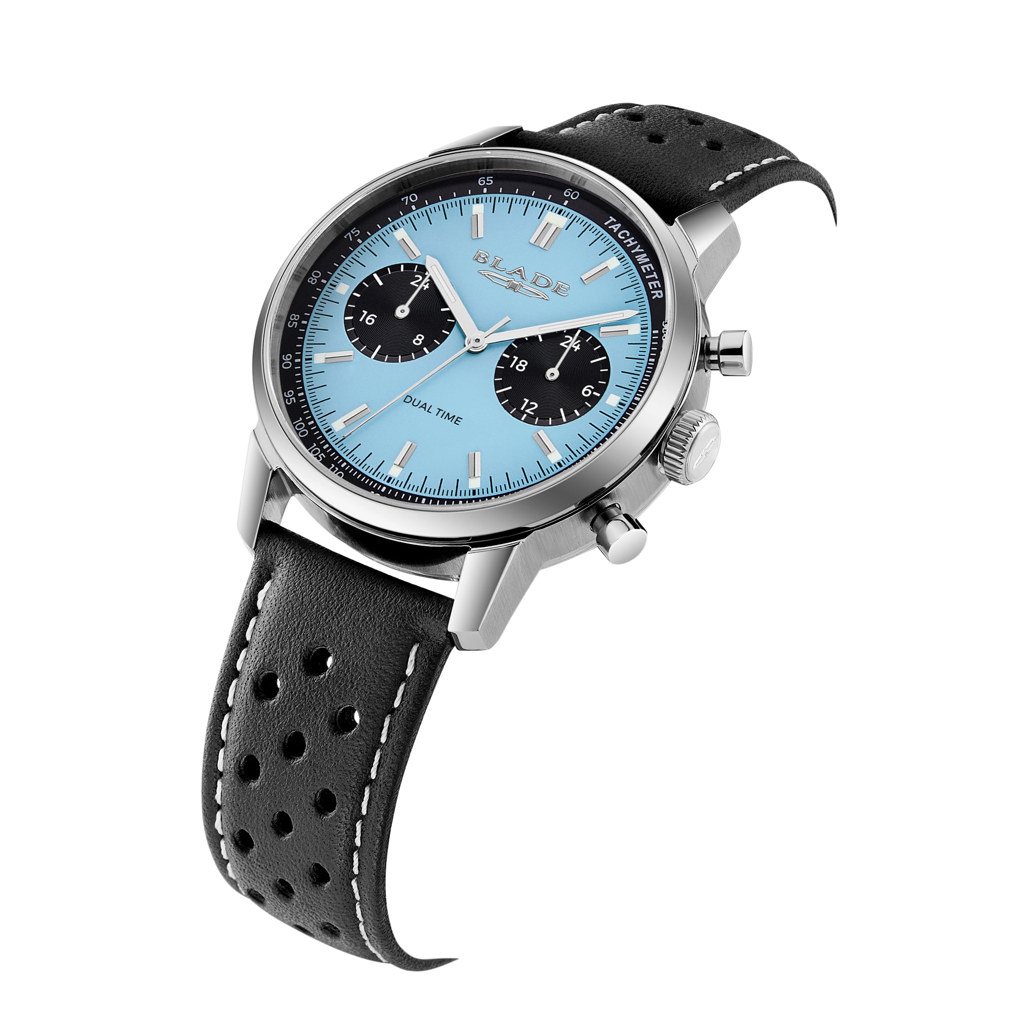 BLADE Rally Sky 3721G1SIN SS Case & Leather Strap Dual-Time Multi Men's Watch